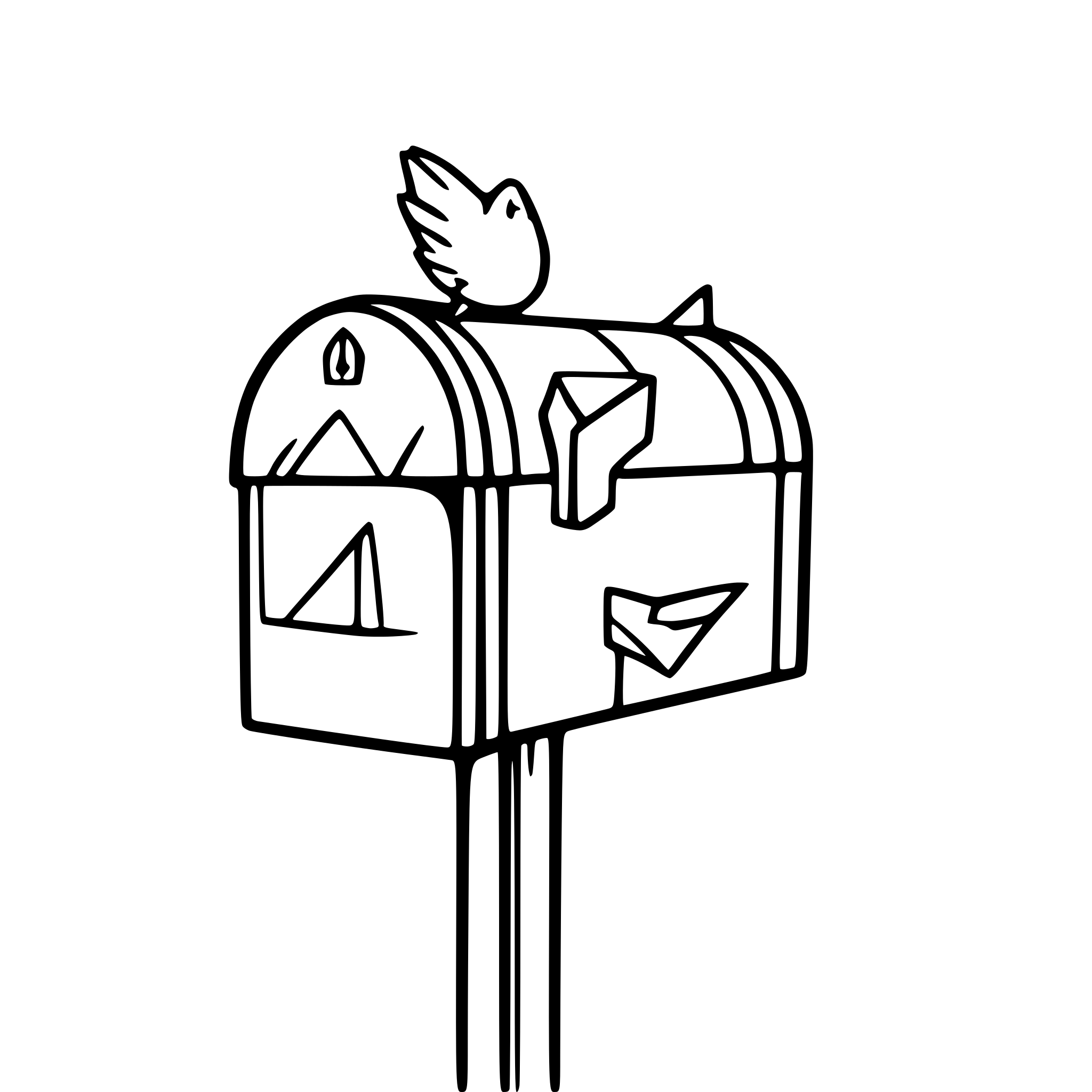 AI-generated SVG of a a mailbox with the flap opened and a pigeon inside AI-generated SVG of a a mailbox with the flap opened and a pigeon inside