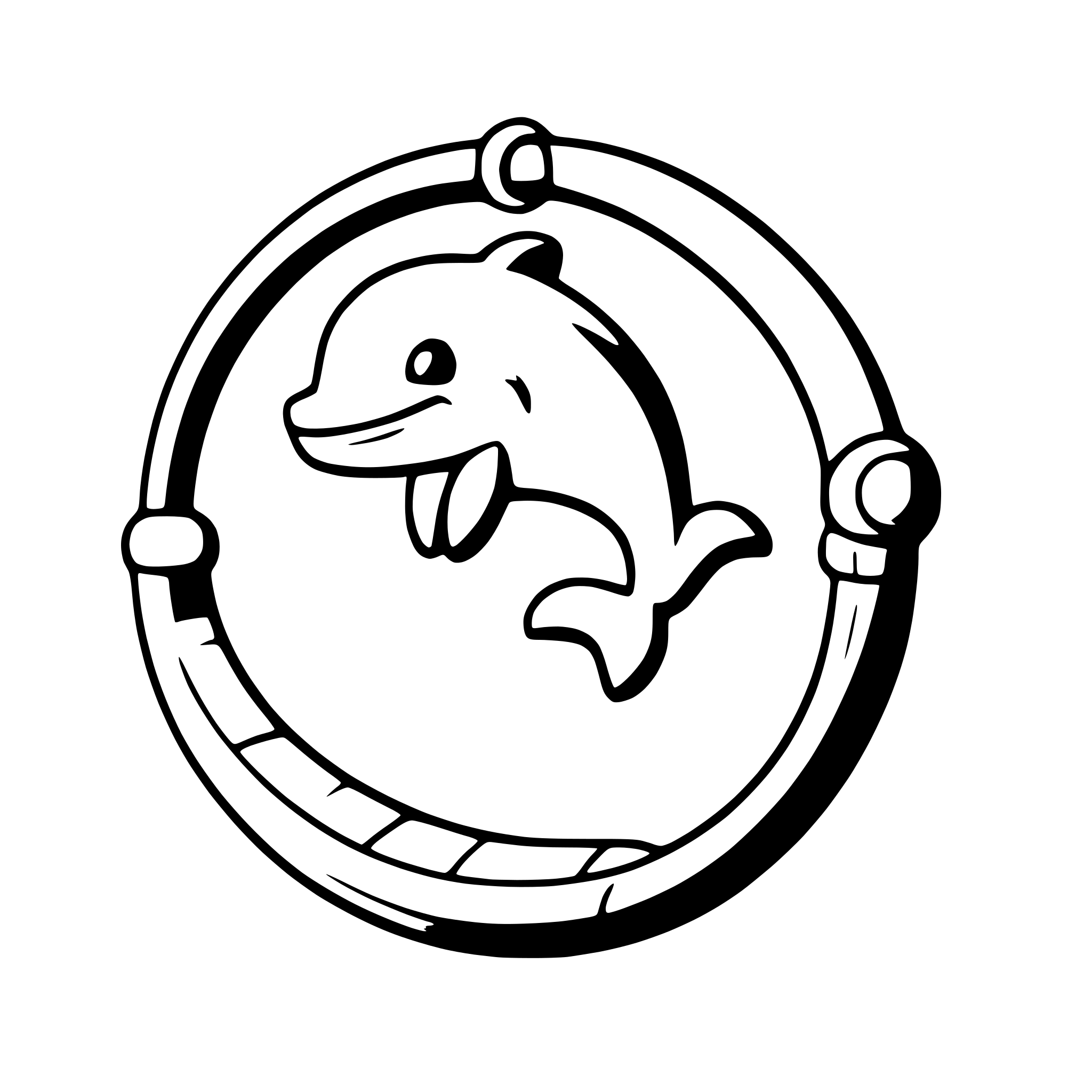 AI-generated SVG of a a dolphin jumping through a hoop