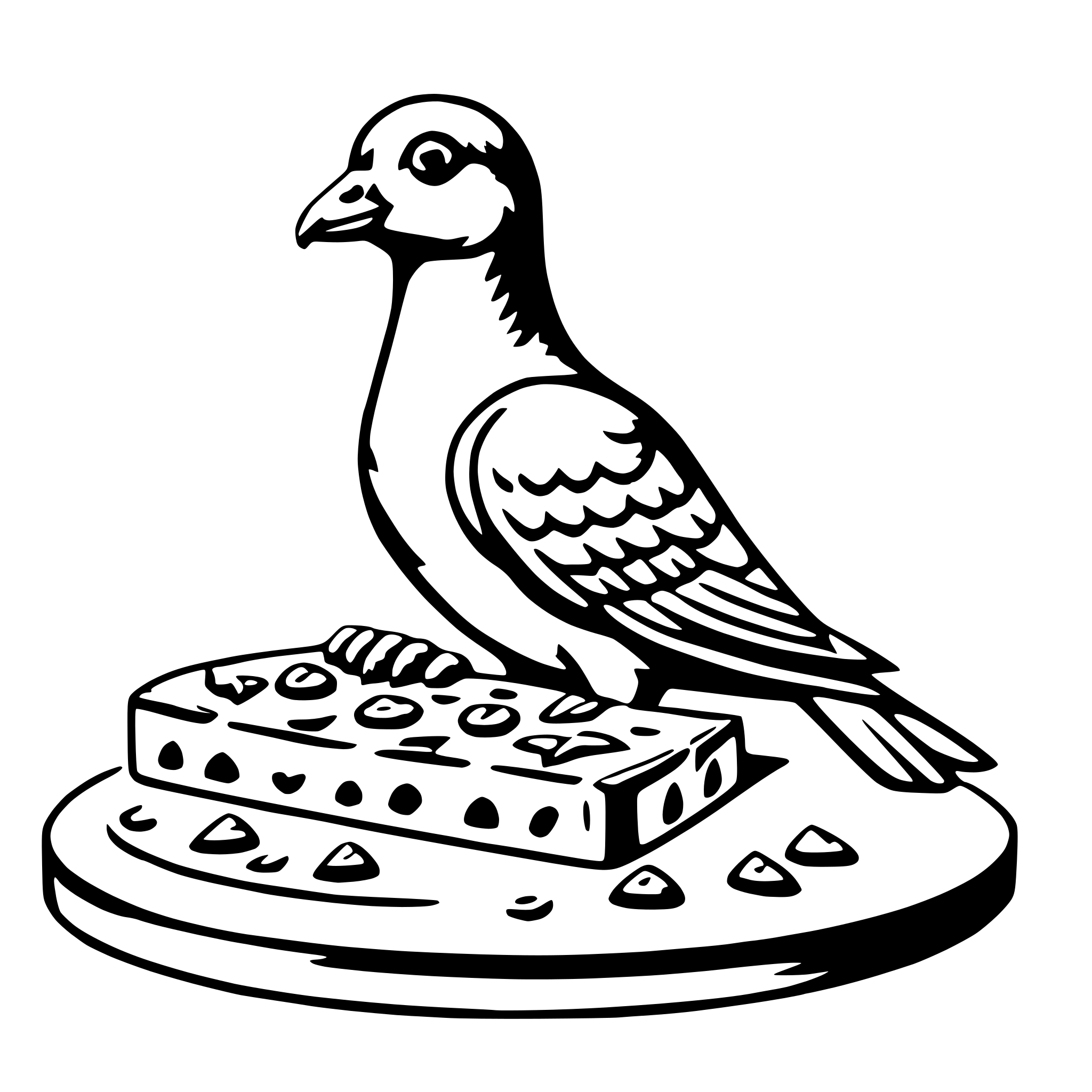 AI-generated SVG of a pigeon with pizza