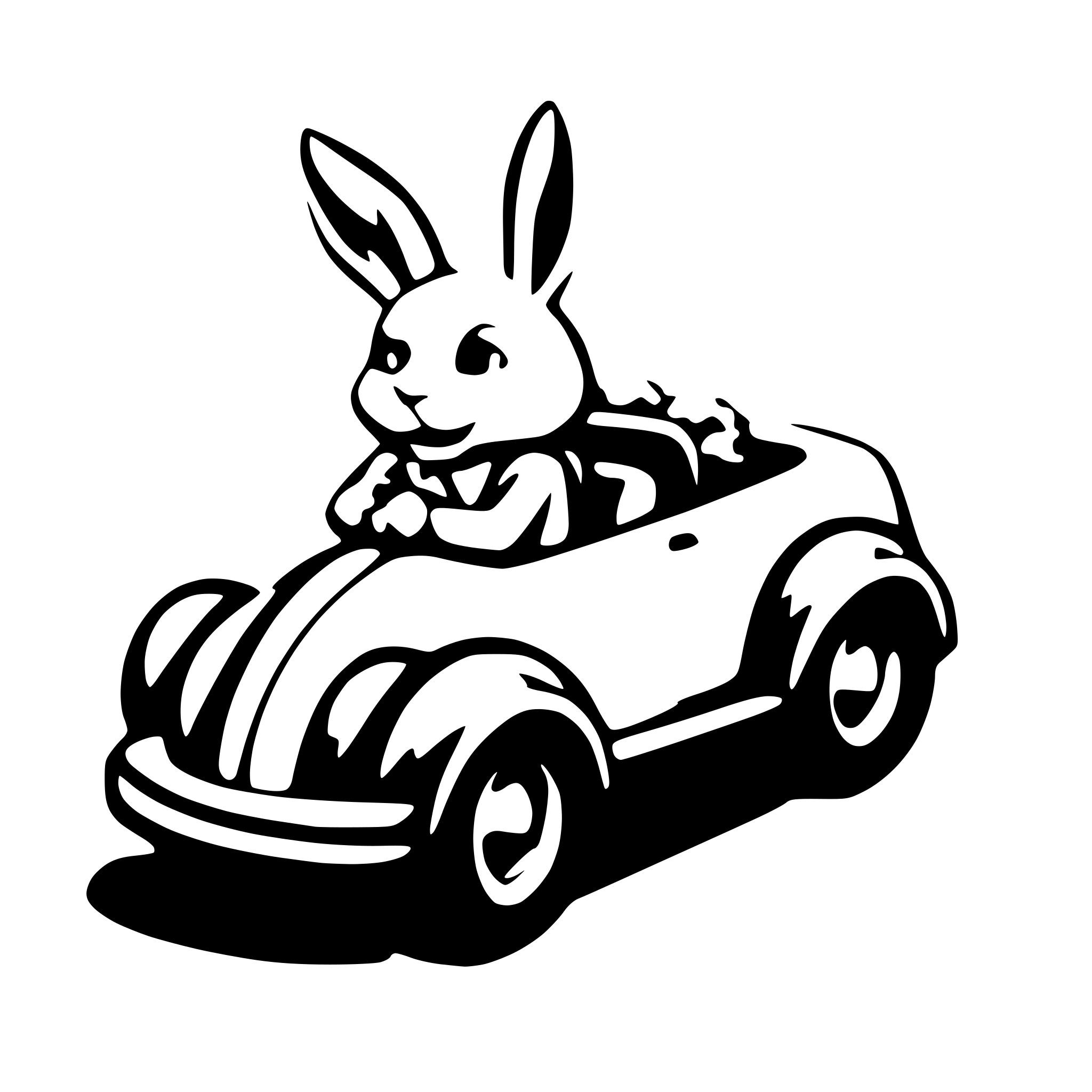 AI-generated SVG of a Cute bunny driving carrot car