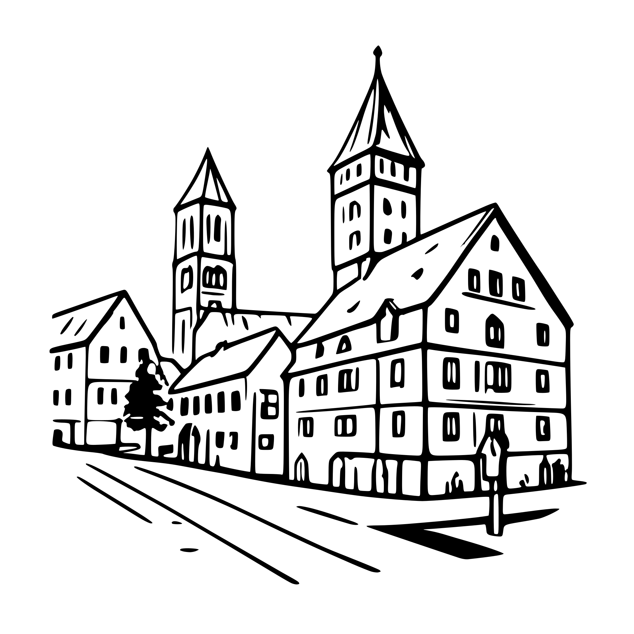 AI-generated SVG of a City of Ulm, Germany in 1879, with classic buildings and small-town atmosphere in the 19th century