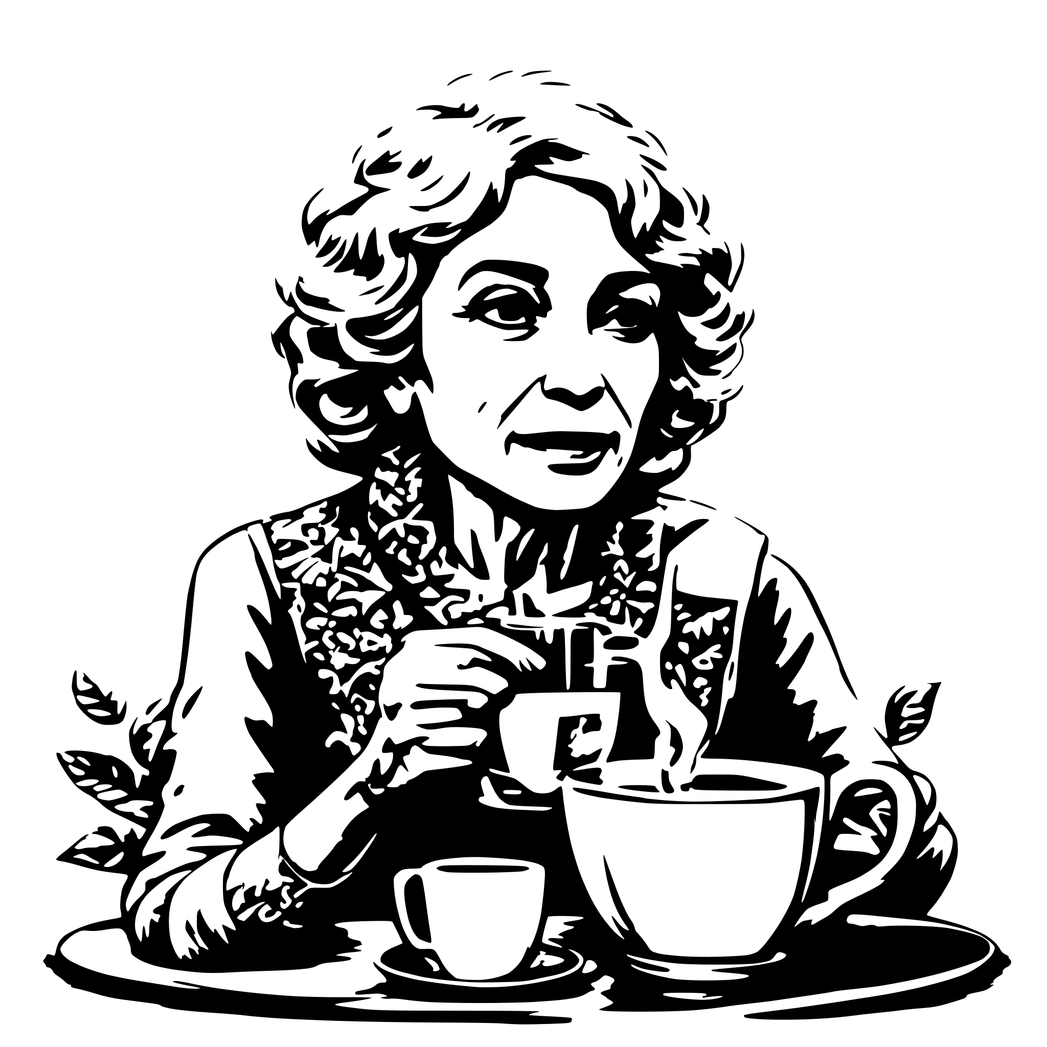 AI-generated SVG of 'grandma drinking coffee'