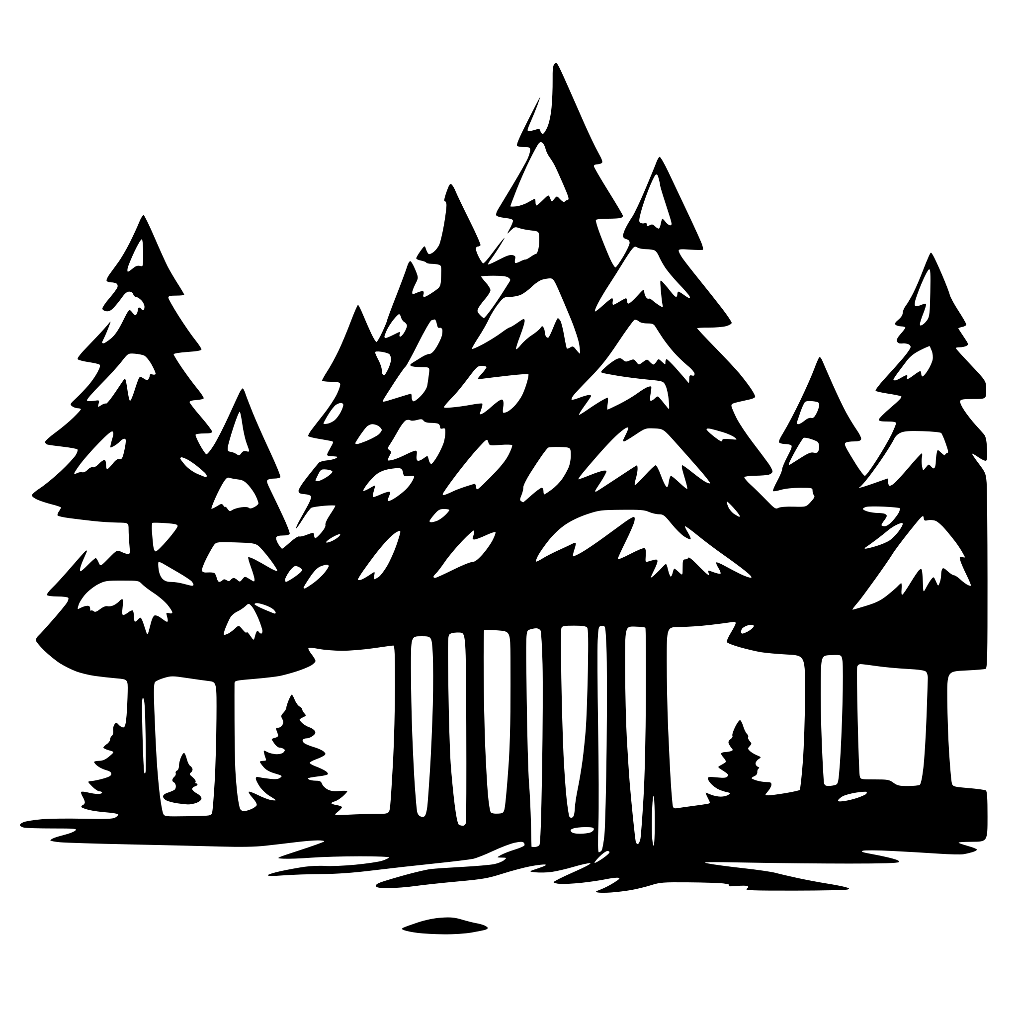 AI-generated SVG of a 2d simple pine tree forest