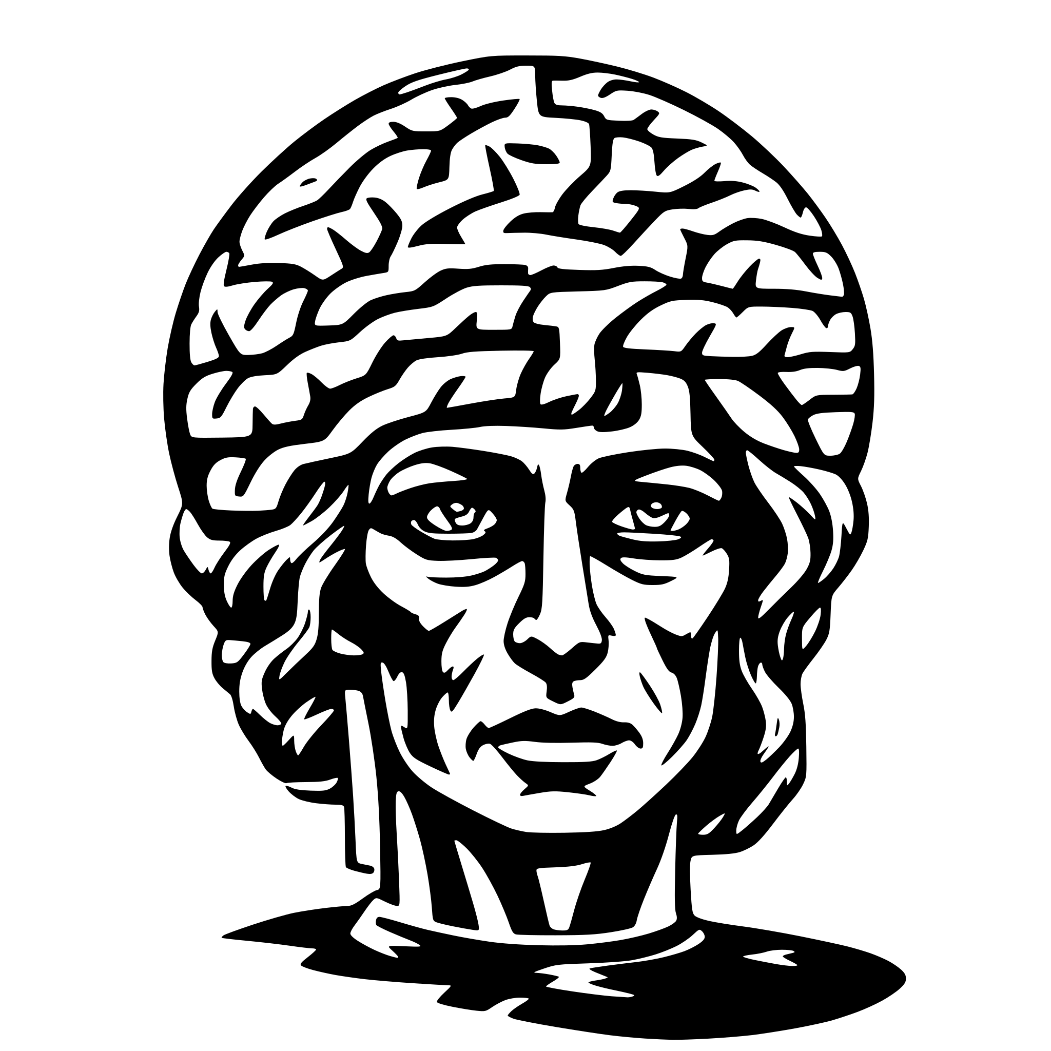 AI-generated SVG of 'brain and lightning and god'