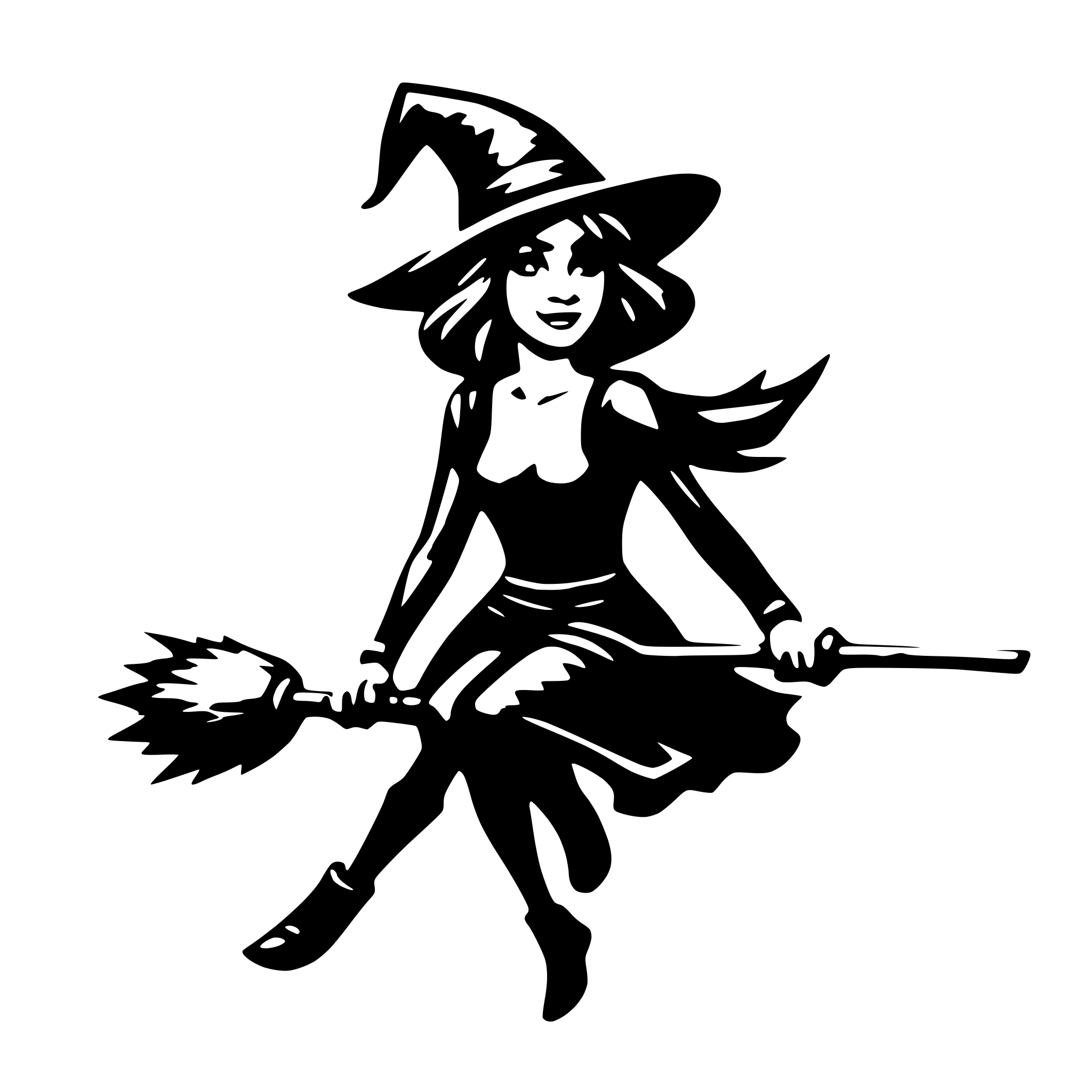 AI-generated SVG of 'witch flying on a broom'