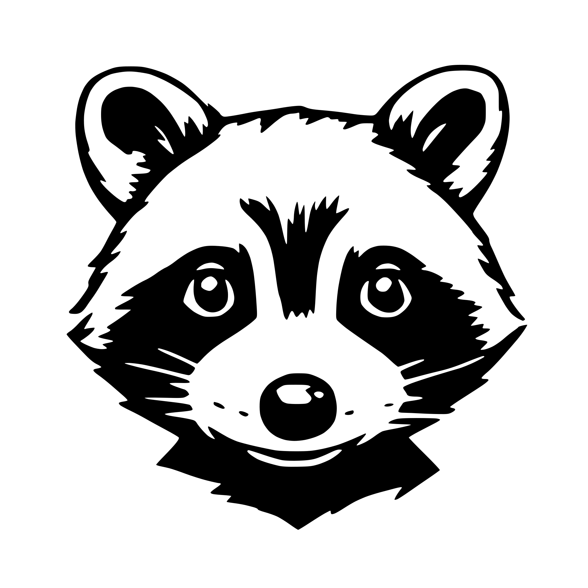 AI-generated SVG of 'a solid cute raccoon face. no decorations, no fur details. mainly solid coloured surfaces.'