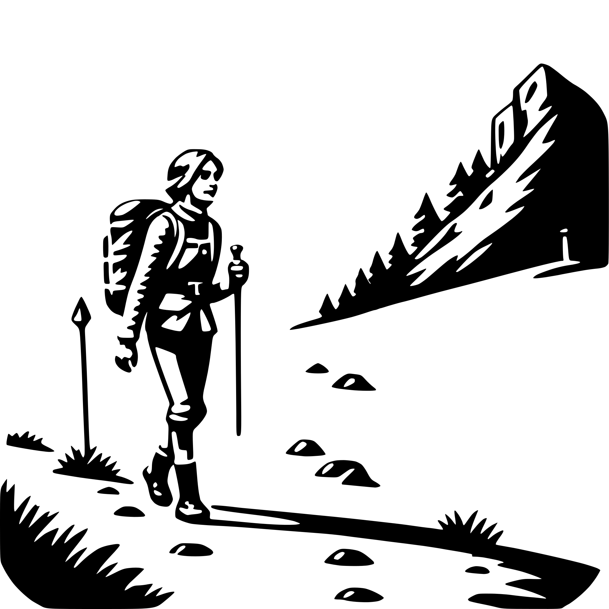 AI-generated SVG of a high-altitude hiking