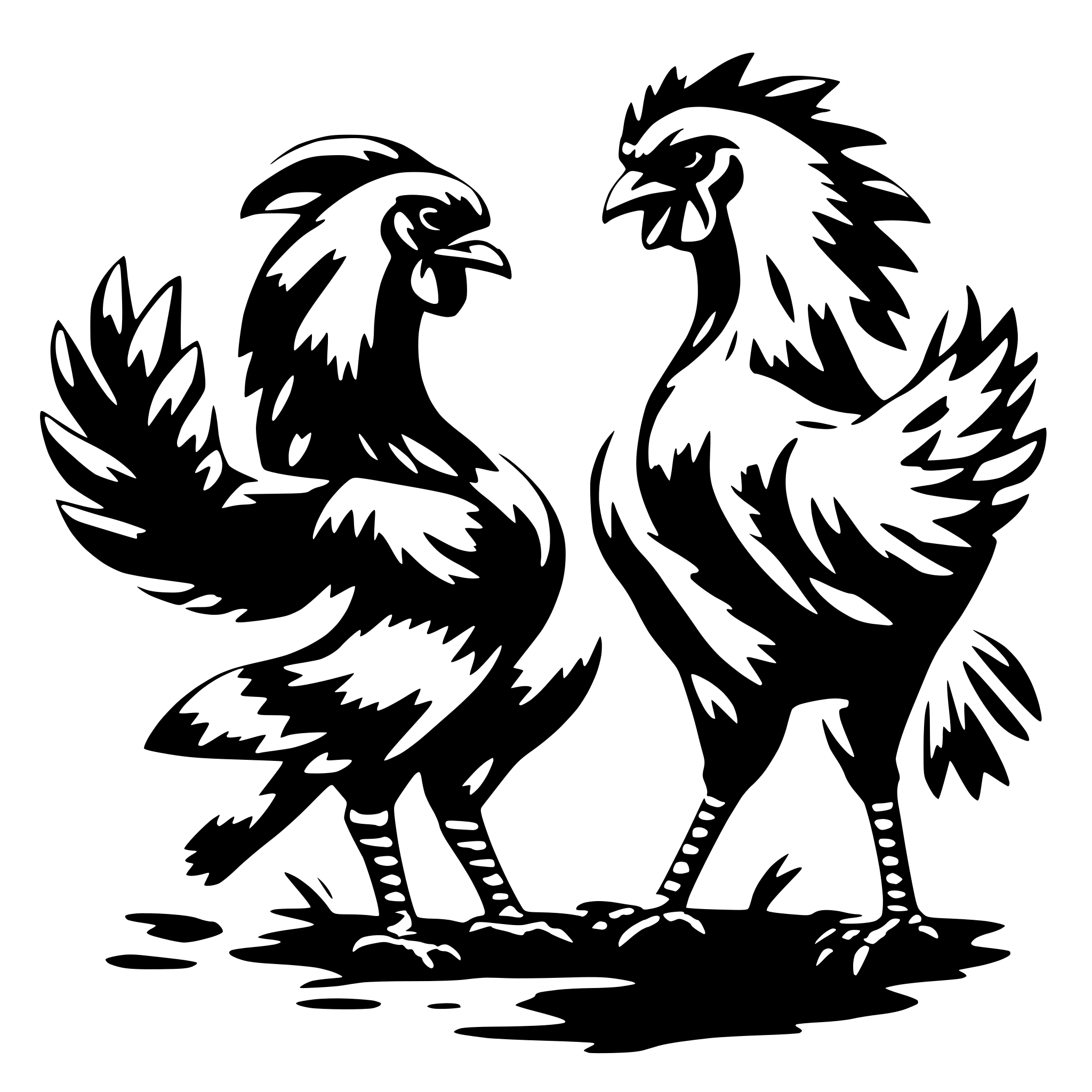AI-generated SVG of 'two roosters fighting'