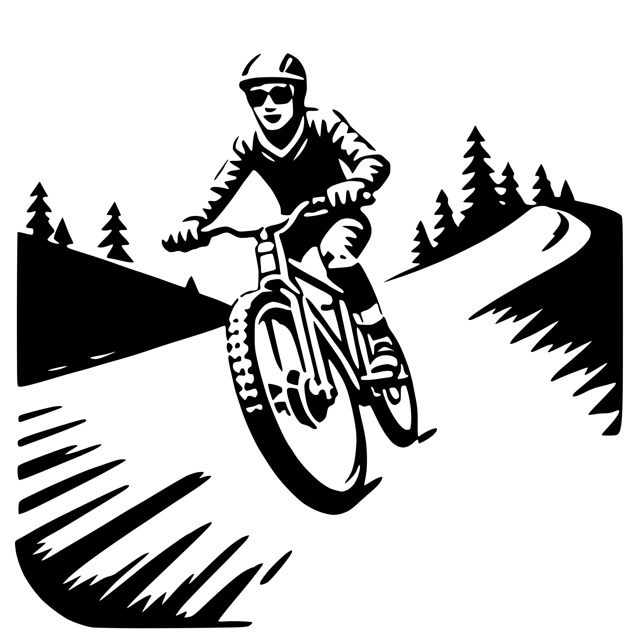 AI-generated SVG of 'mountain biking downhill'