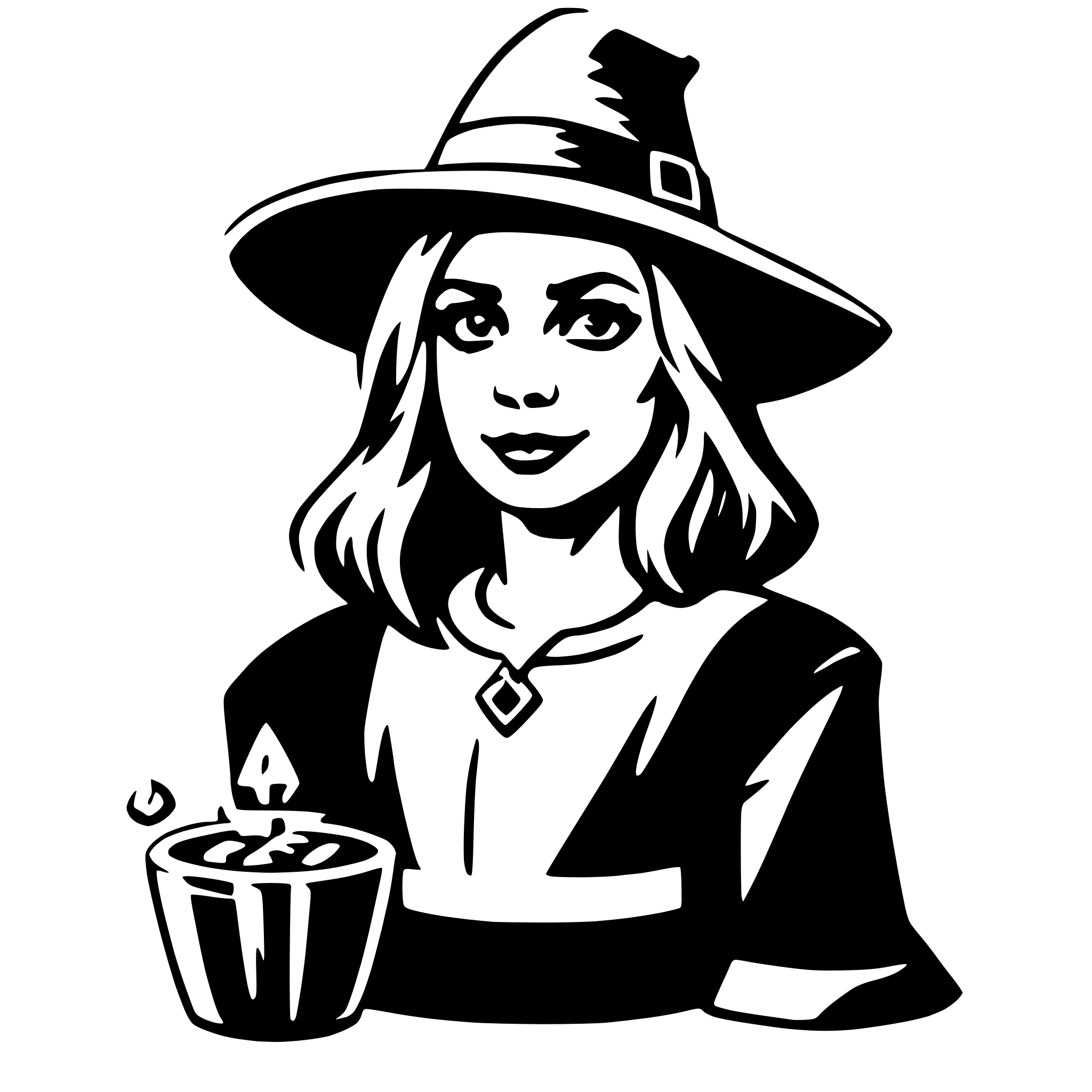 The SVG depicts a stylized illustration of a person wearing a witch's hat, which is a pointed, conical hat often associated with witchcraft. The witch is holding a candle in their right hand, which is raised slightly above the hat. The candle appears to be lit, with a flame visible at the top. The witch's expression is neutral, and they are looking directly at the viewer. The illustration is simple and uses solid colors without any shading or gradients, giving it a flat design aesthetic. 