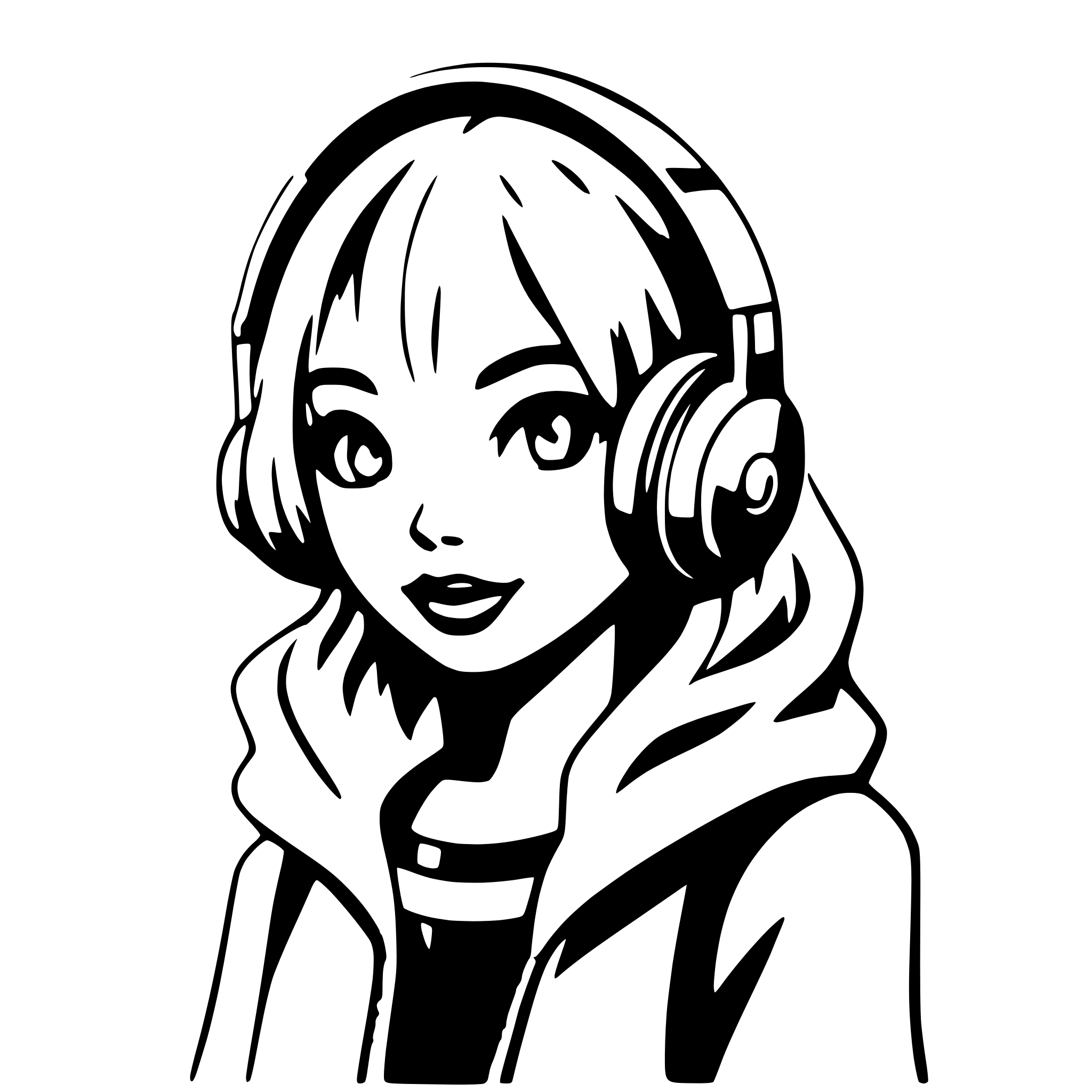 AI-generated SVG of a girl with oversized headphones
