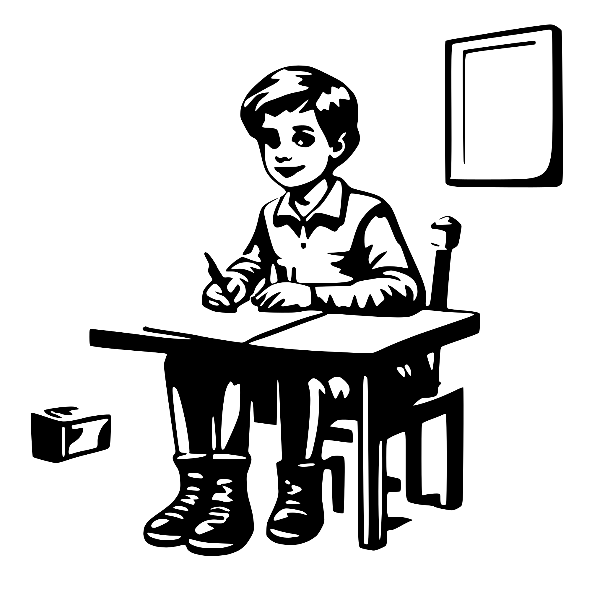 AI-generated SVG of 'making homework boy'