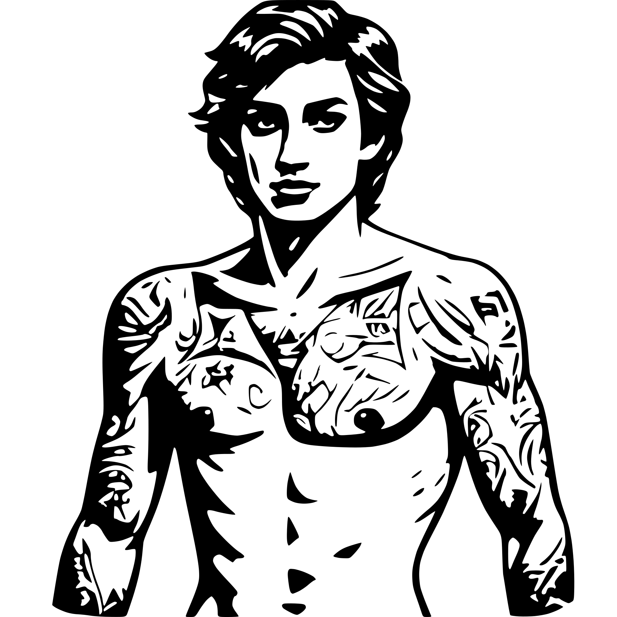 AI-generated SVG of a nude male with tattoos