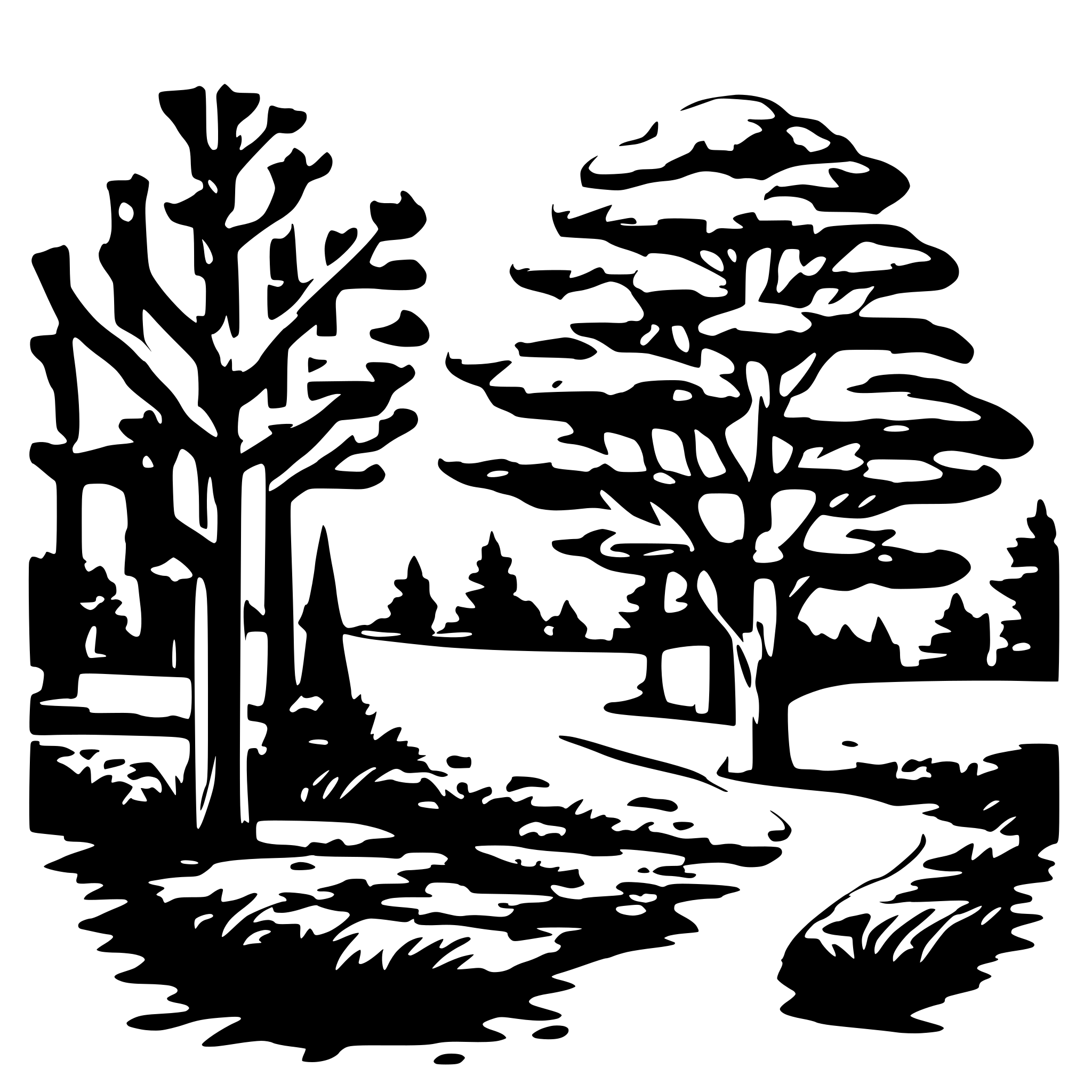 AI-generated SVG of a low detail, landscape, simple, trees