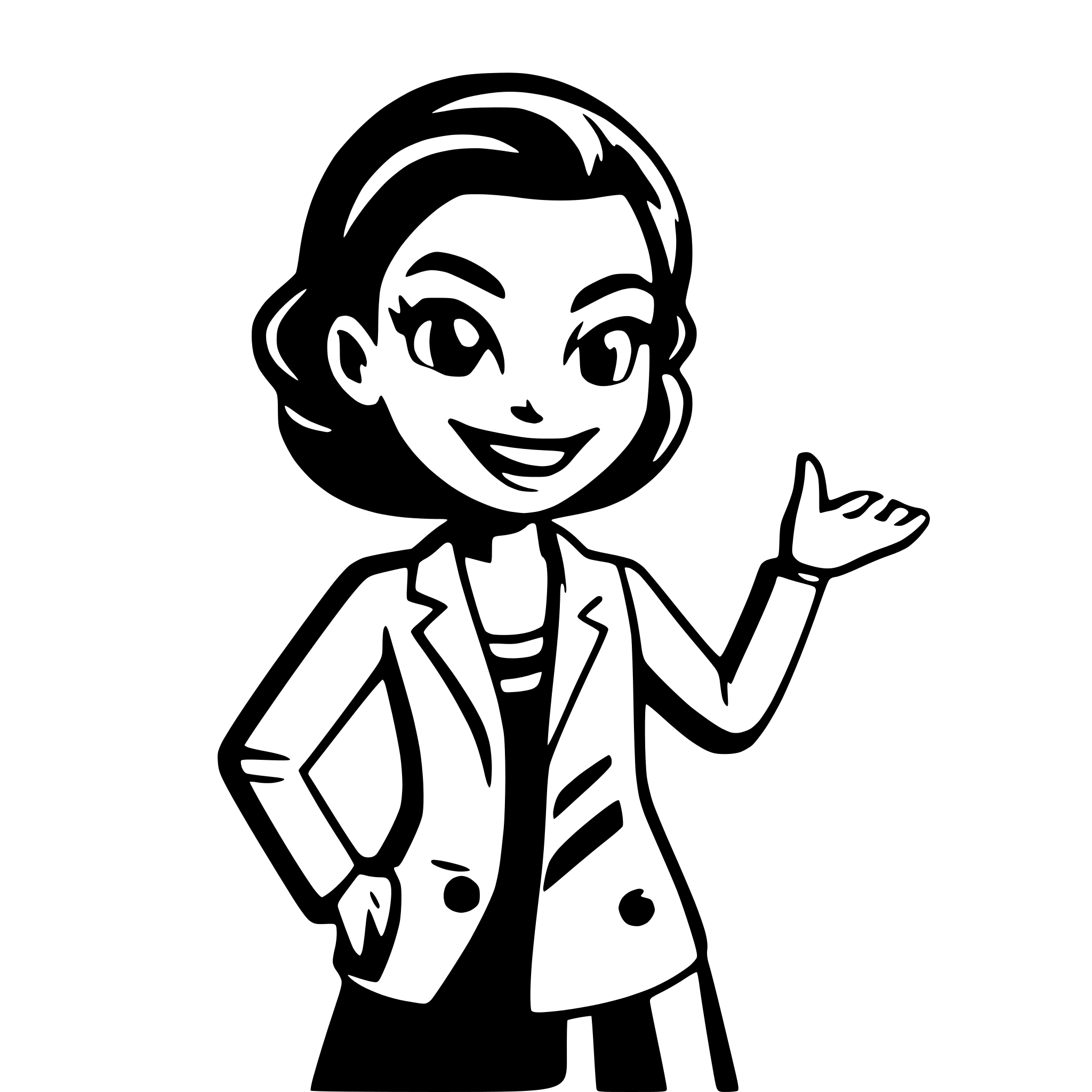 AI-generated SVG of a friendly black female character illustration for a presentation. Dynamic friendly pose.