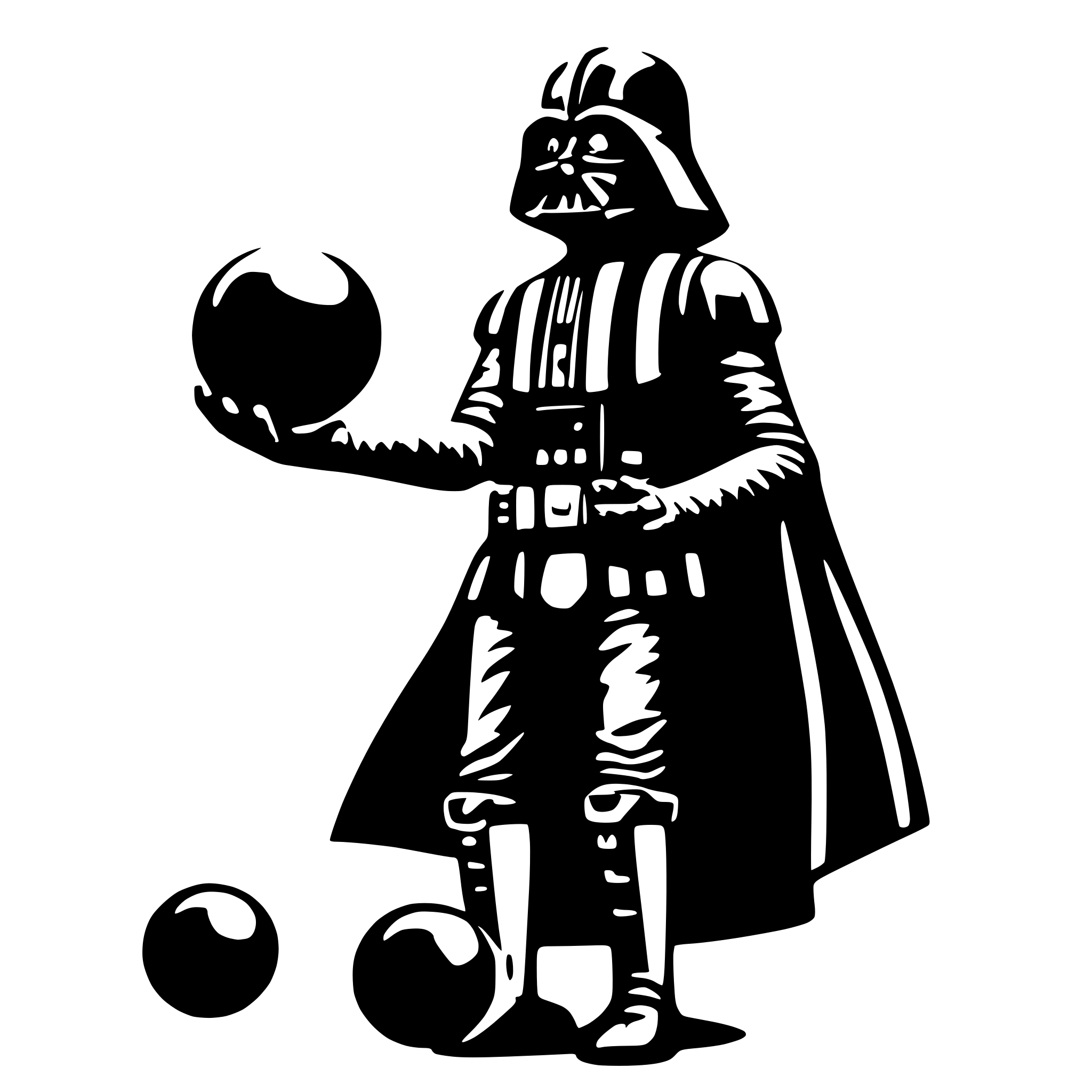 AI-generated SVG of 'Darth Vader juggling balls'