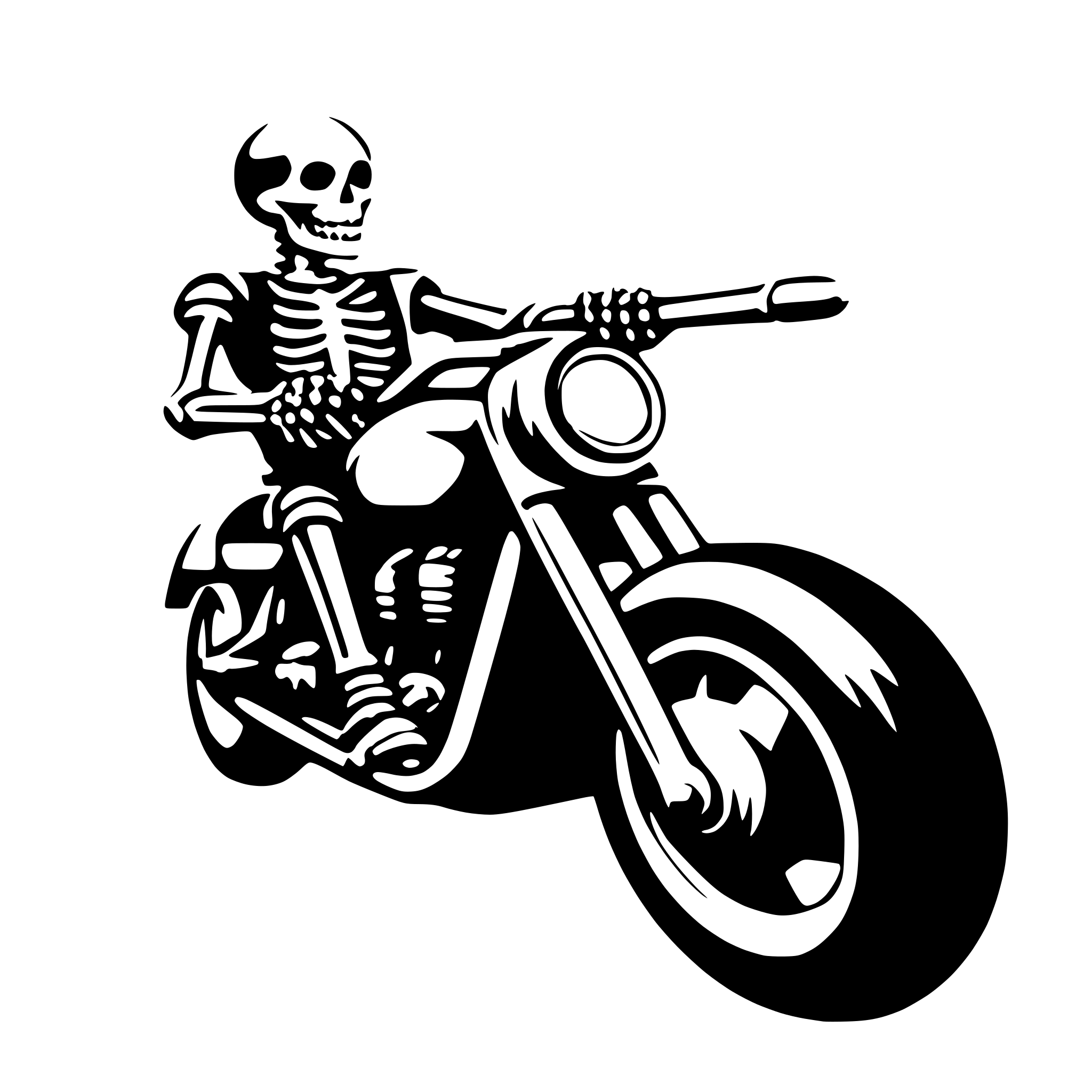 AI-generated SVG of 'skeleton on motorcycle'