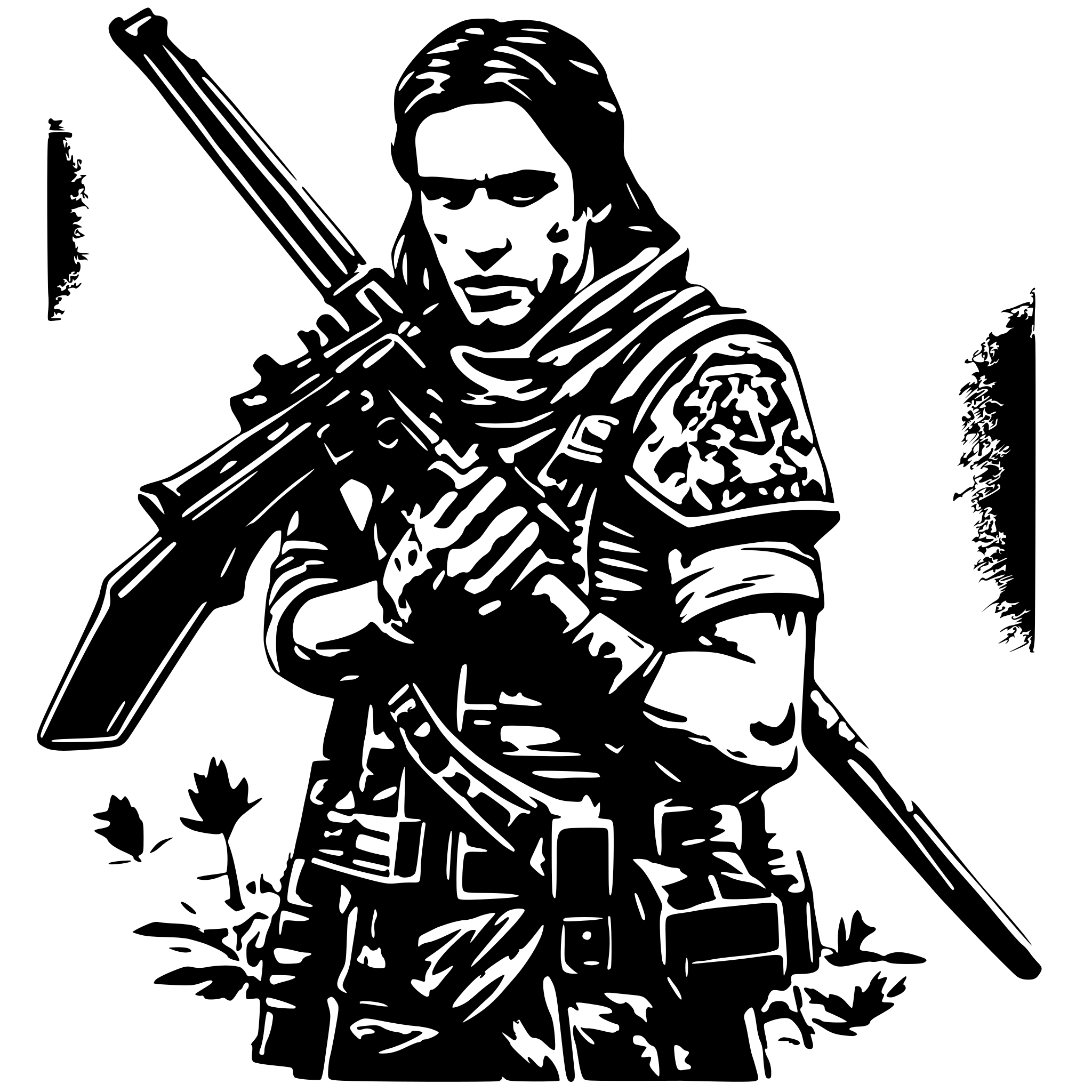 AI-generated SVG of 'Ukrainian warrior holds SCAR-L'