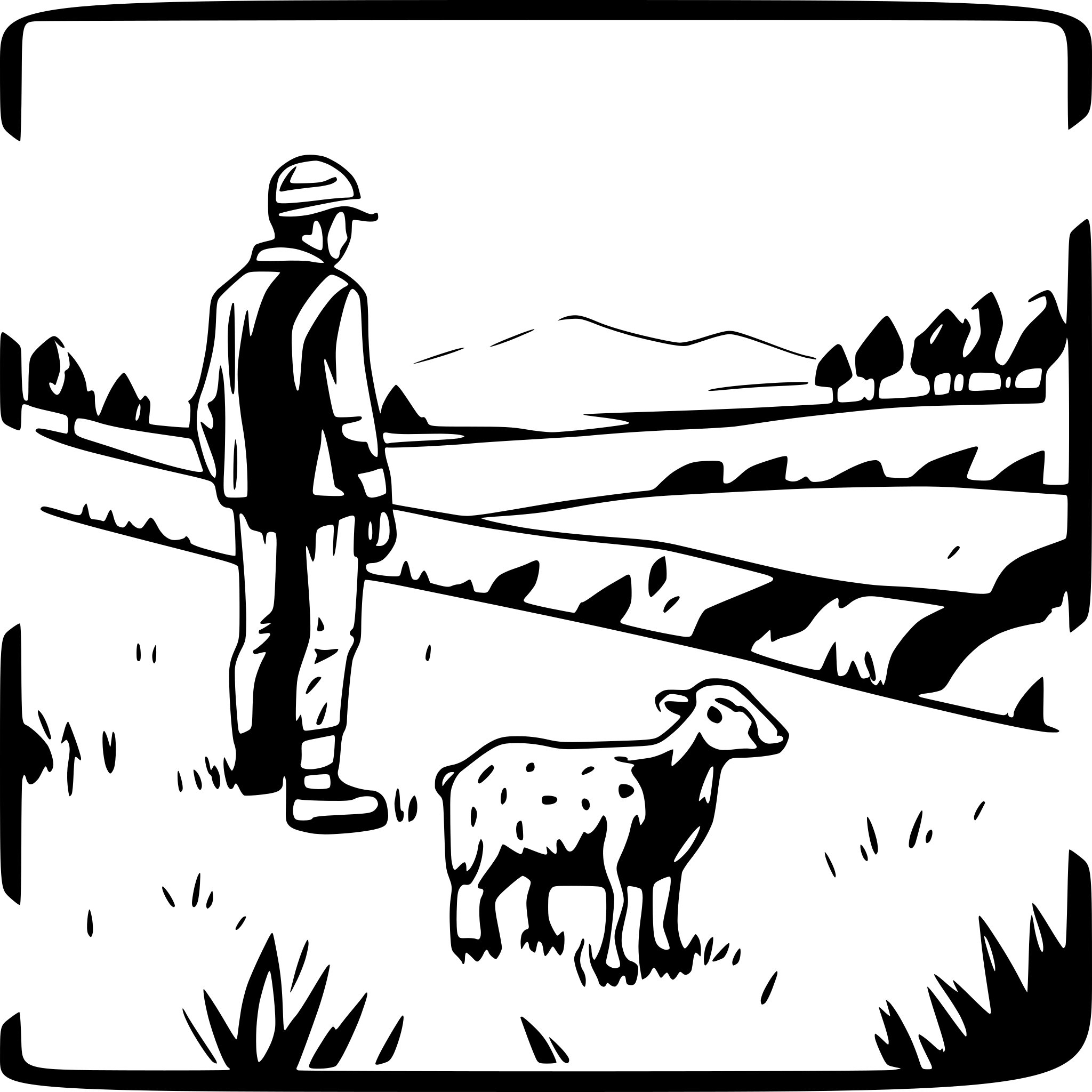 AI-generated SVG of 'a man watching sheep in field'