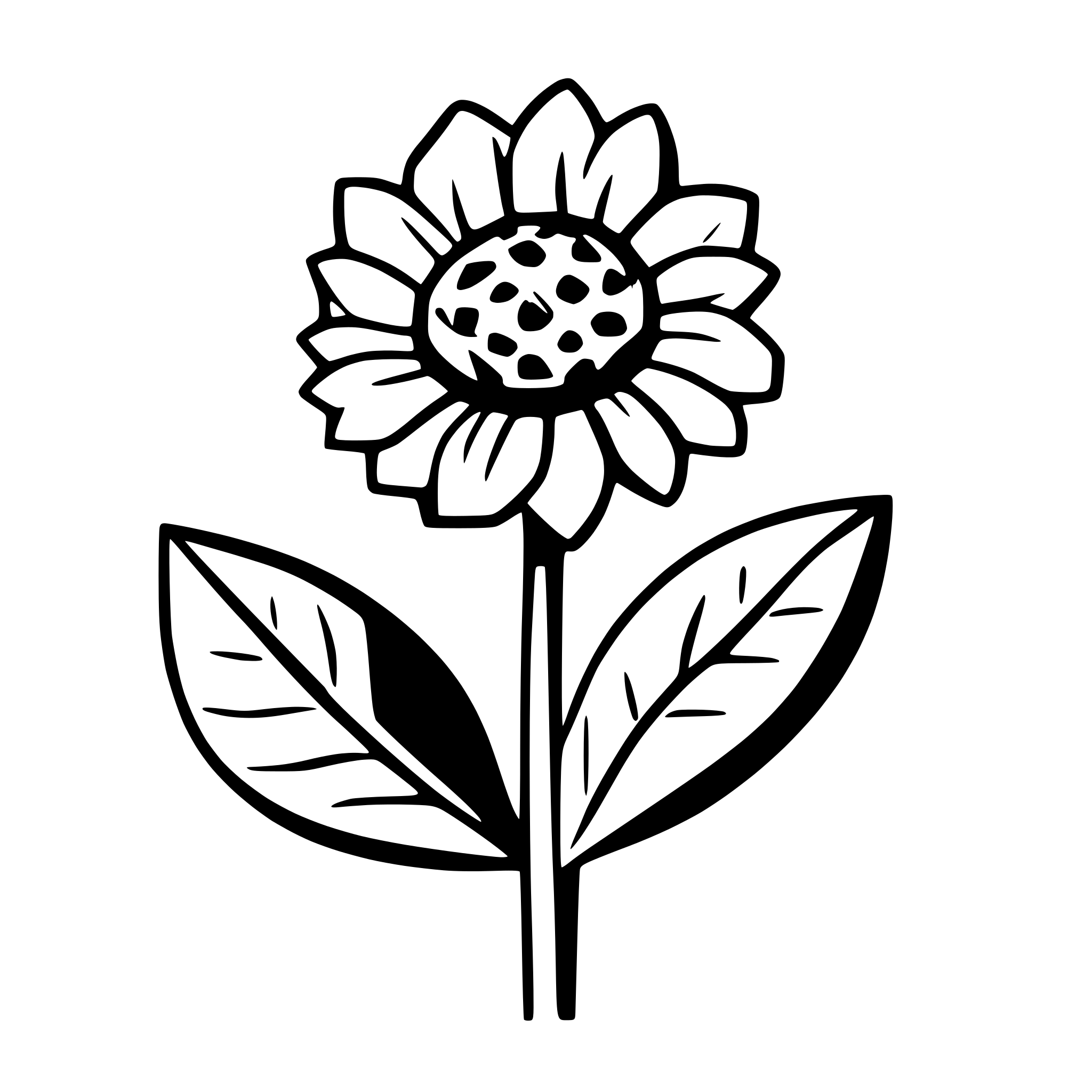 AI-generated SVG of a simple and cute rounded line drawing of a single sunflower, close-up