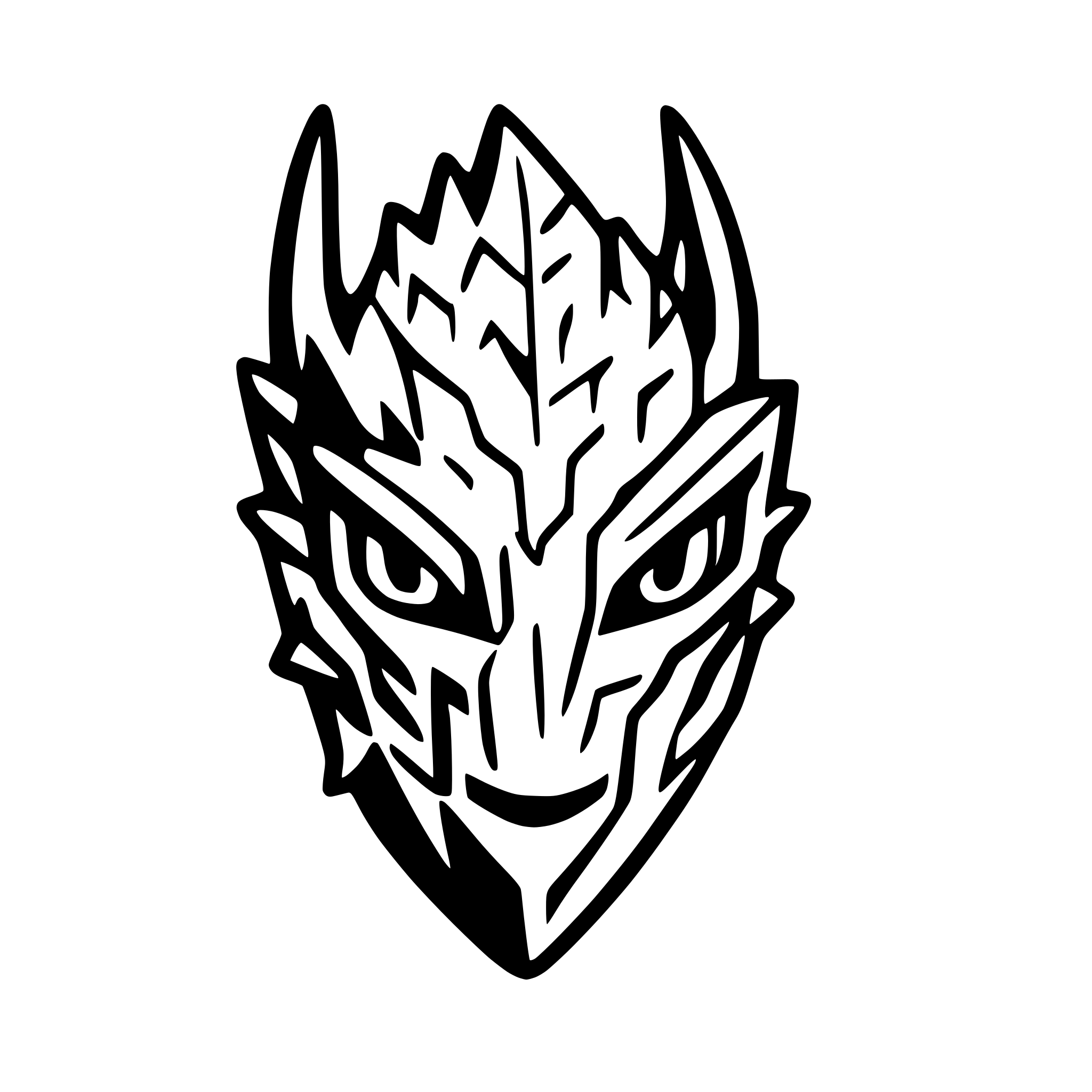 AI-generated SVG of a Dragon-Head Shard, a sharp, jagged shard shaped like the head of a dragon, with intricate scales and glowing eyes