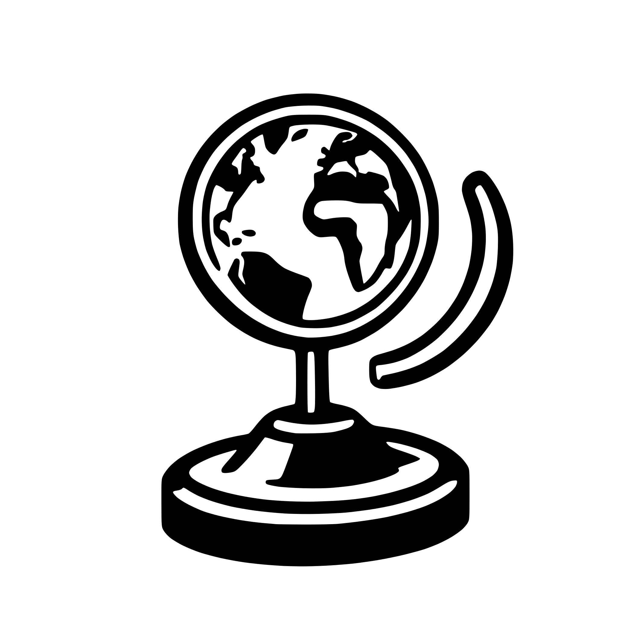 AI-generated SVG of a a globe displayed on a screen with a magnifying glass on top, add a circle of arrows around the monitor and add a hexagonal shape around it all