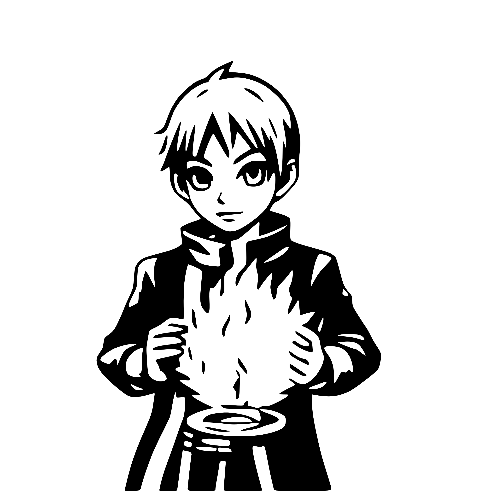 AI-generated SVG of a boy summoning fireball