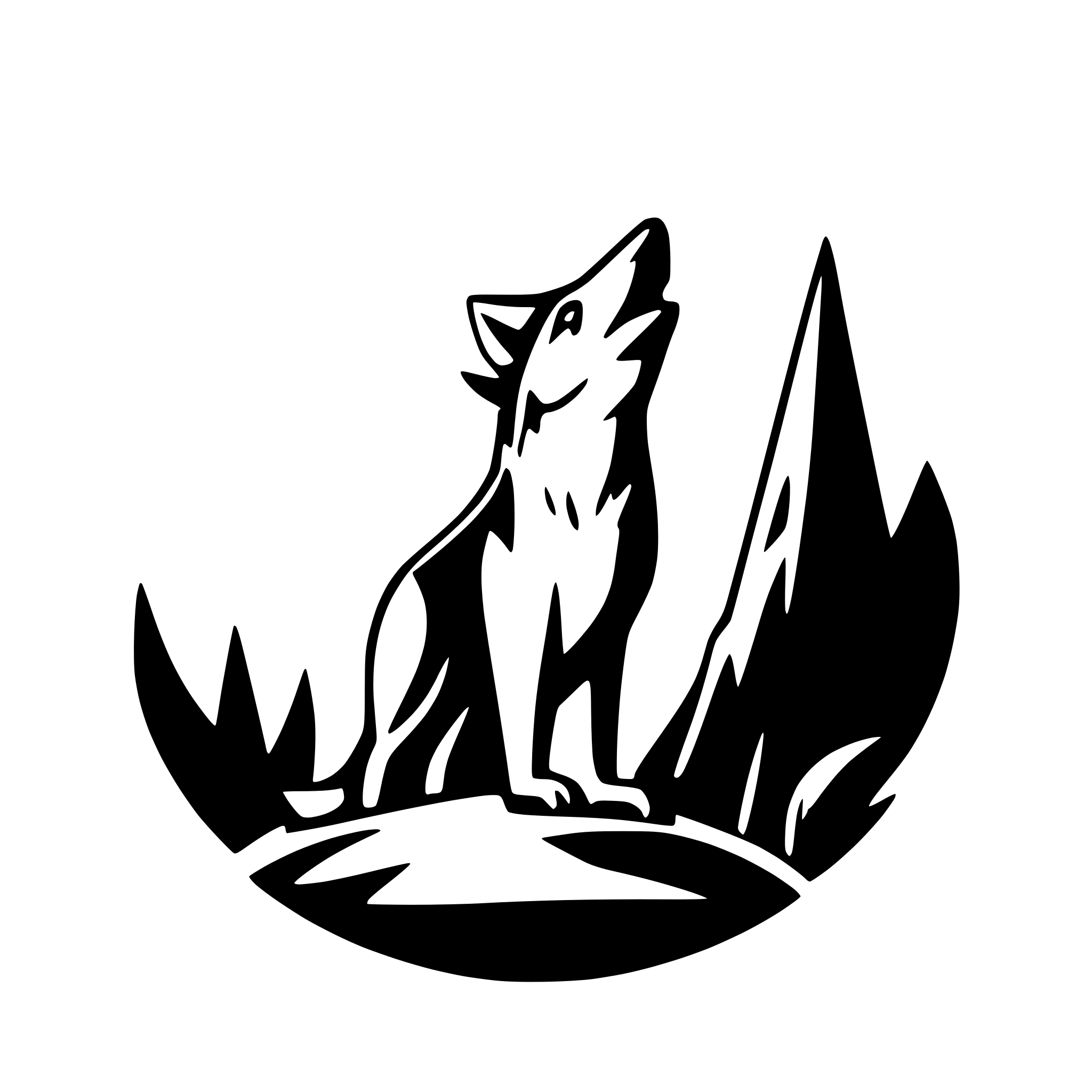 AI-generated SVG of a Coyote howling at the moon. No background.