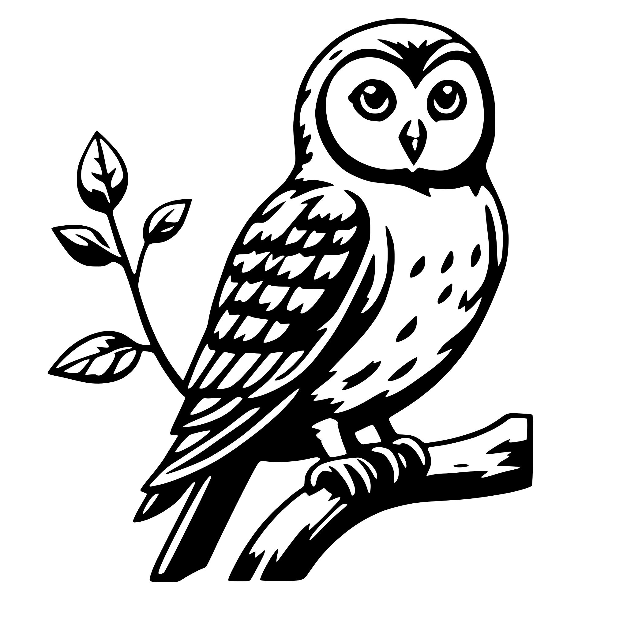 AI-generated SVG of 'owl on branch'
