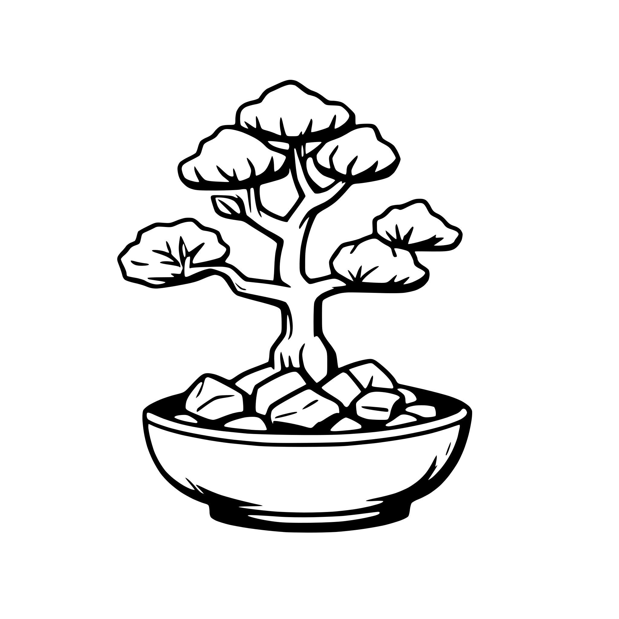AI-generated SVG of 'bonsai tree with rocks'