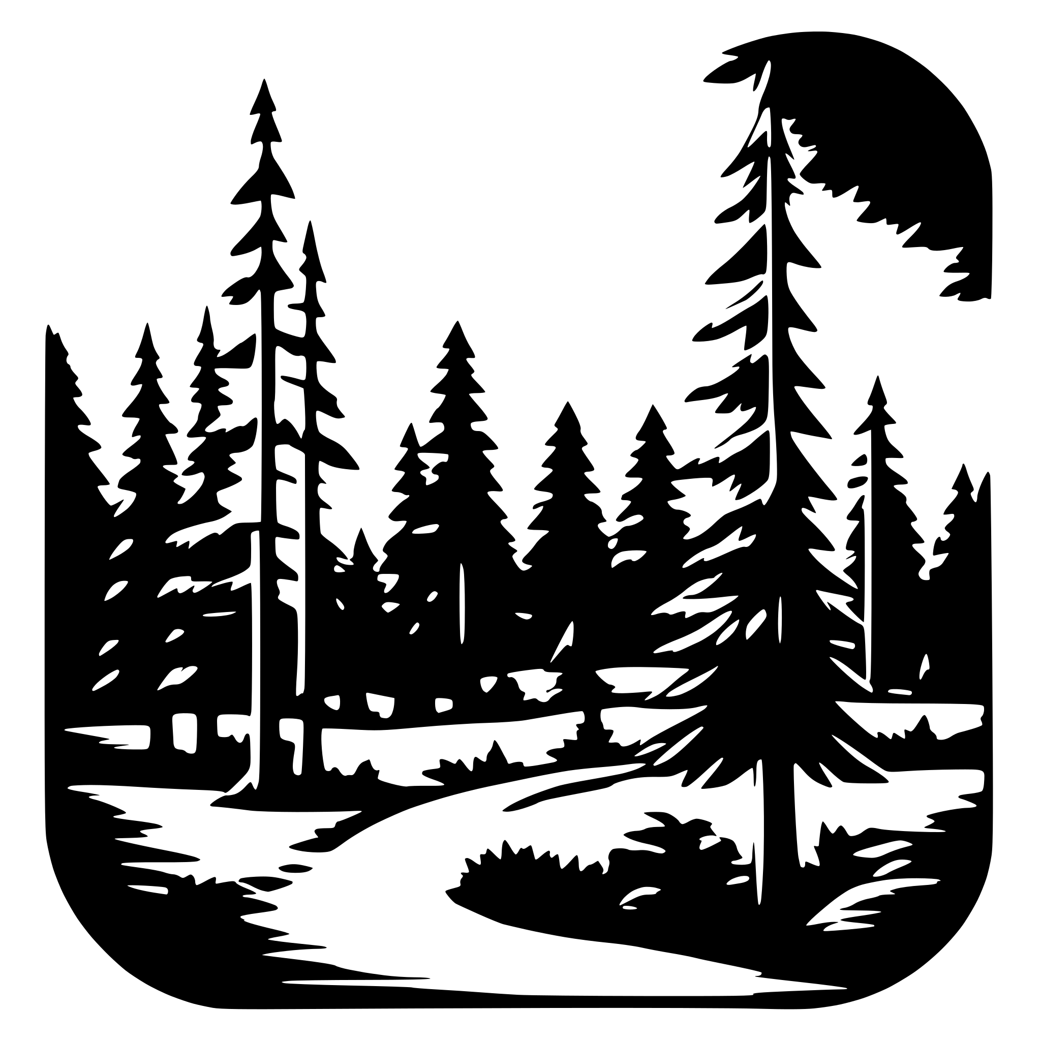 AI-generated SVG of a forest scene, pines, many needles