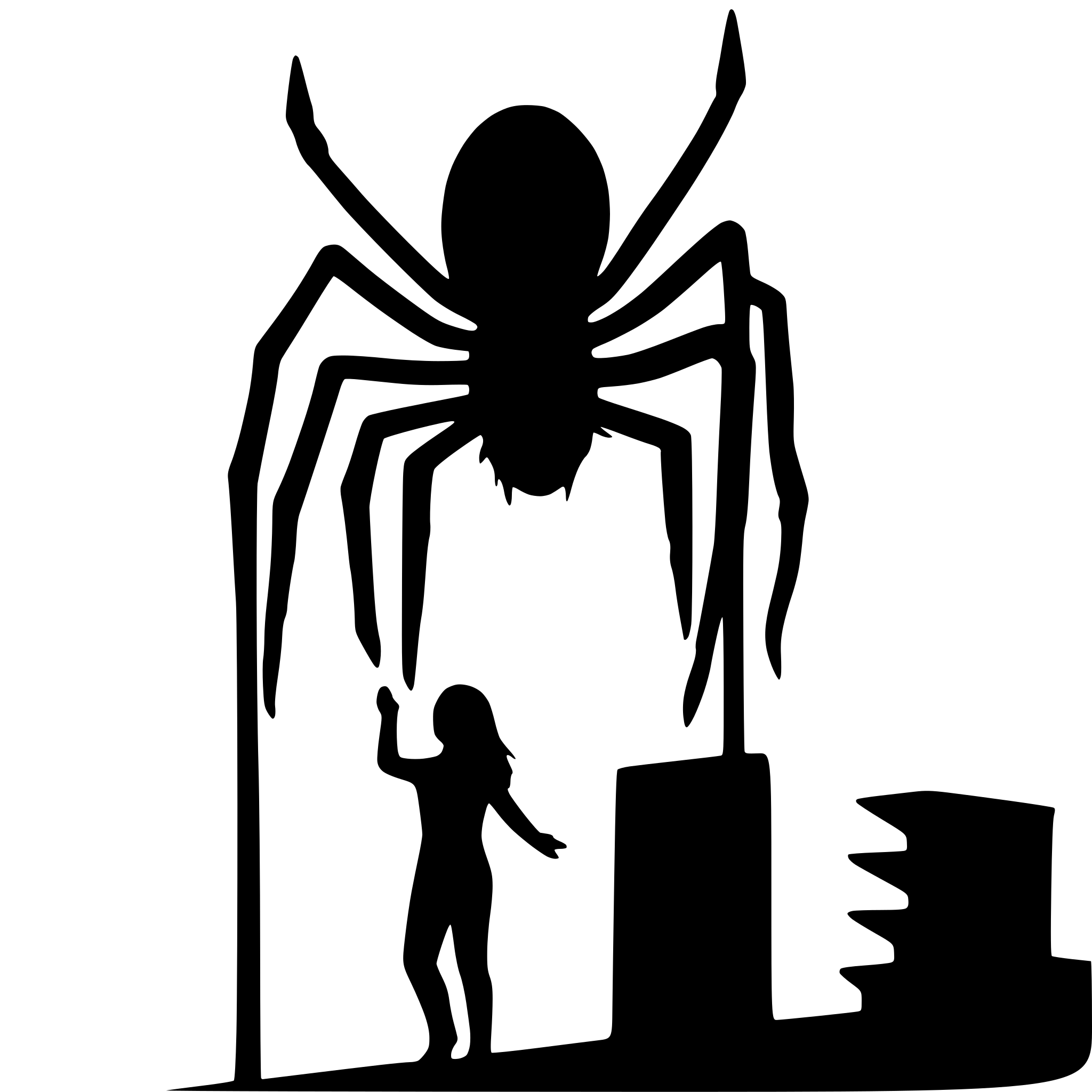 AI-generated SVG of a A 50 foot tall spider holding a person