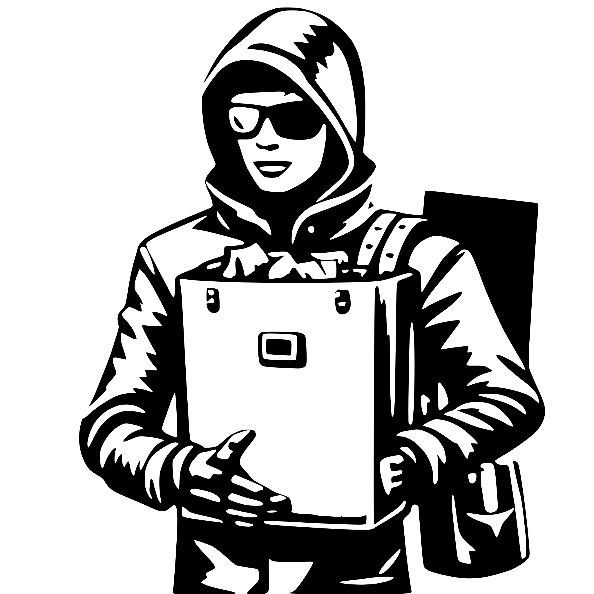 AI-generated SVG of 'A HACKER THAT HOLD A BAG ( COLORATED)'