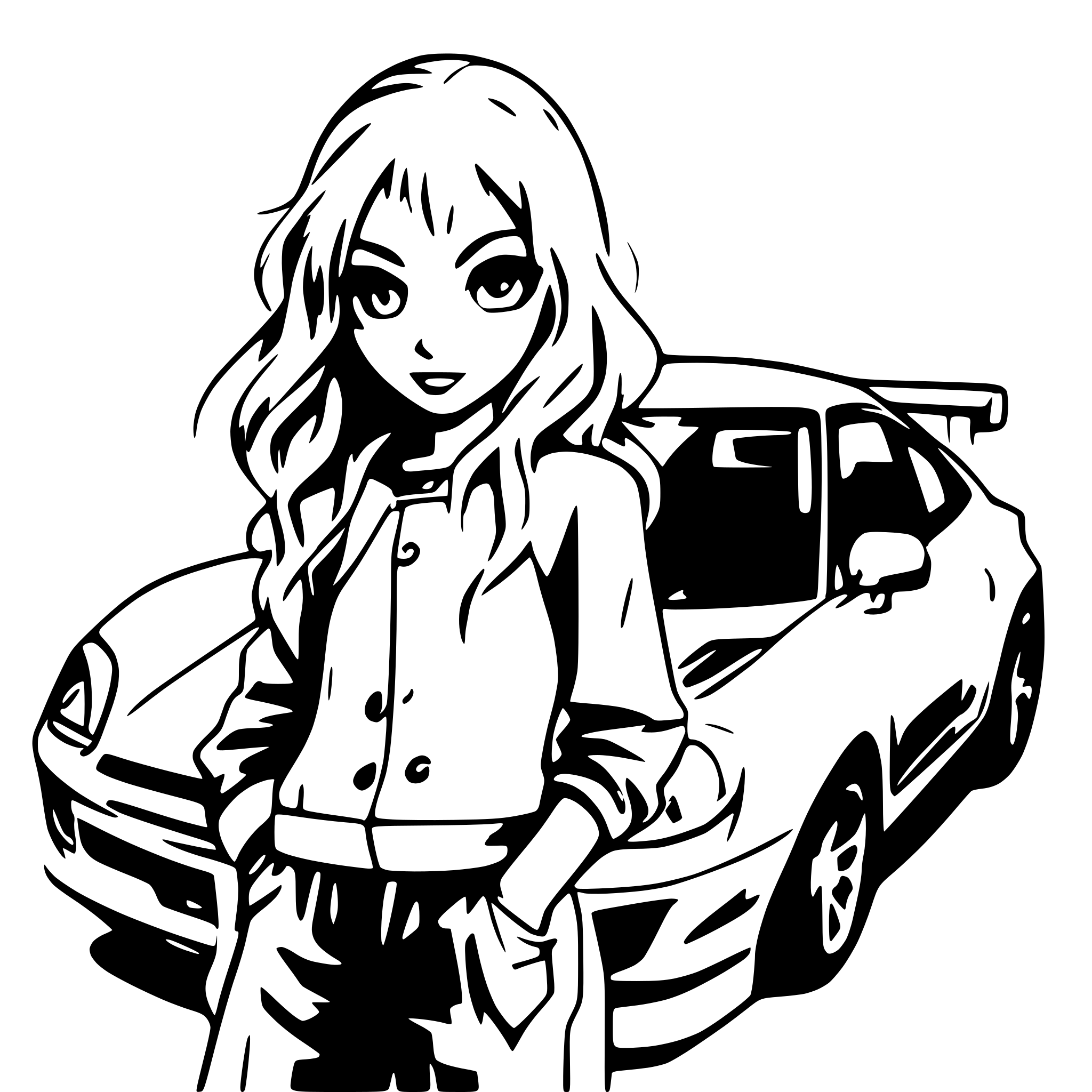 AI-generated SVG of a porche burning out