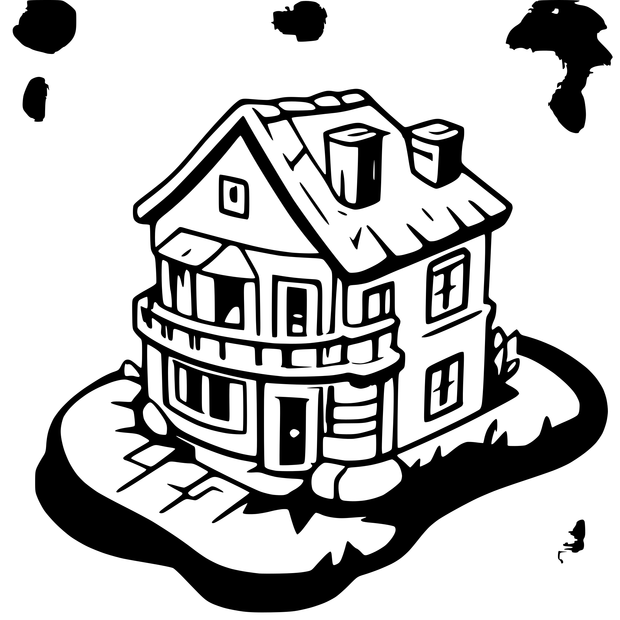 AI-generated SVG of a cartoony boring house isometric