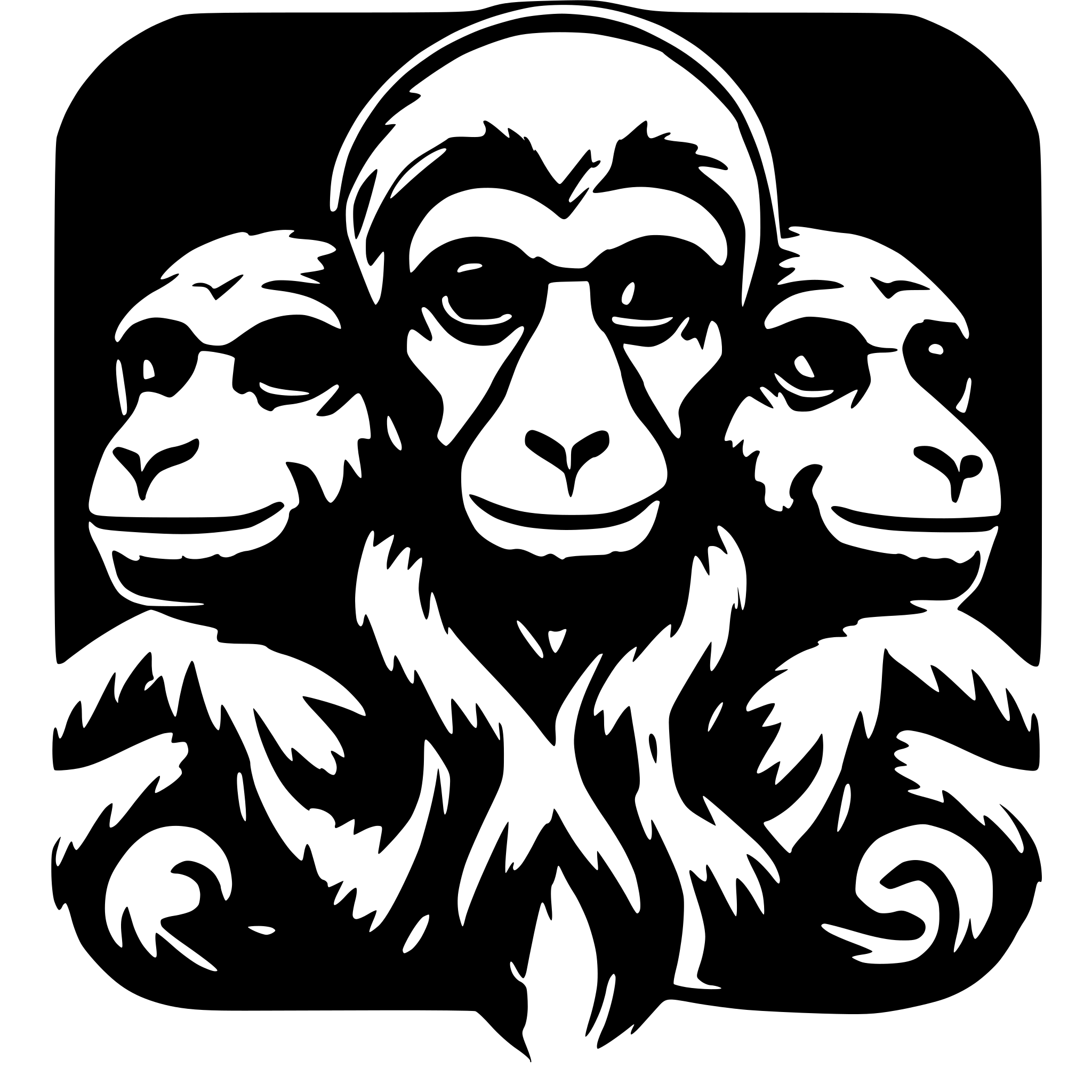 AI-generated SVG of a Three headed monkey