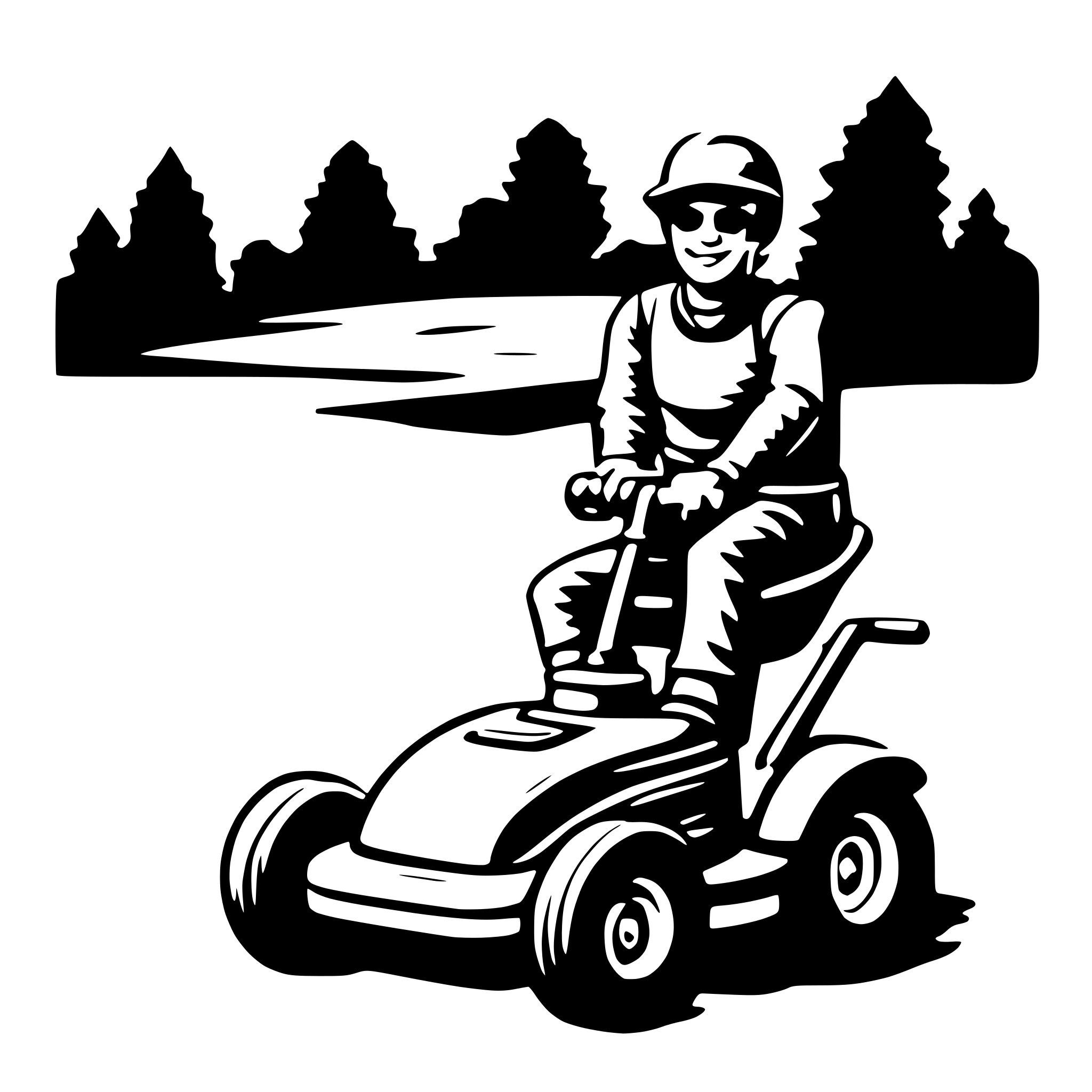 AI-generated SVG of 'flying man lawn mower'