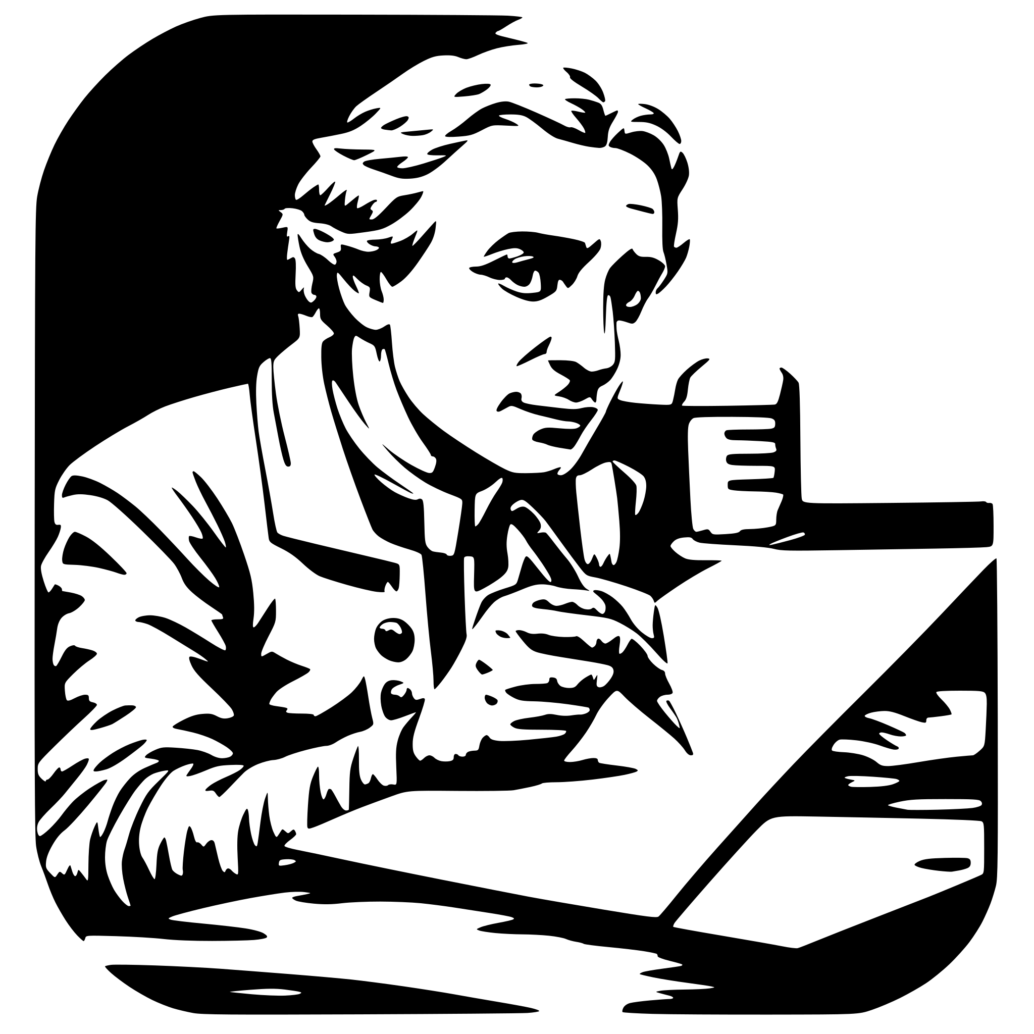 AI-generated SVG of a a middle aged man, writing something on a paper AI-generated SVG of a a middle aged man, writing something on a paper