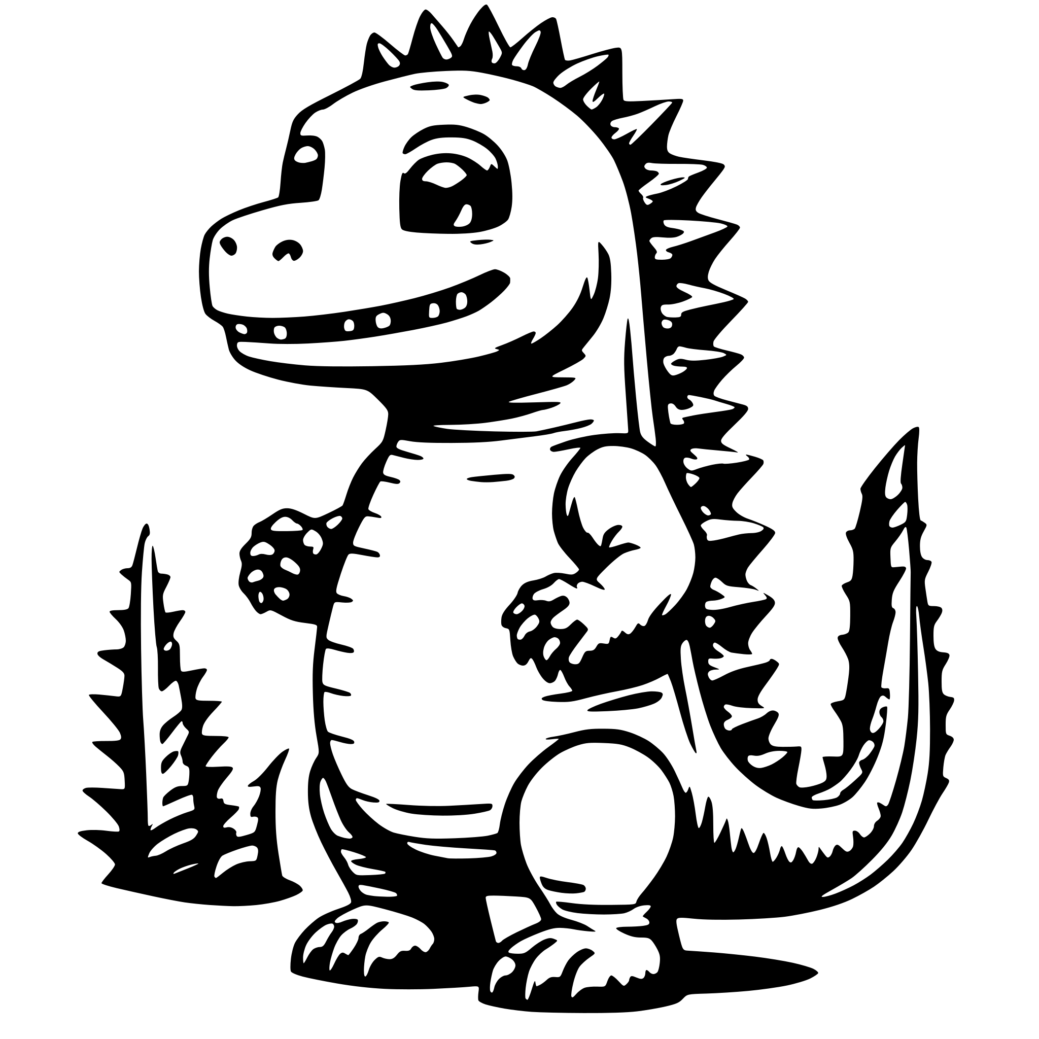 AI-generated SVG of a cute baby godzilla