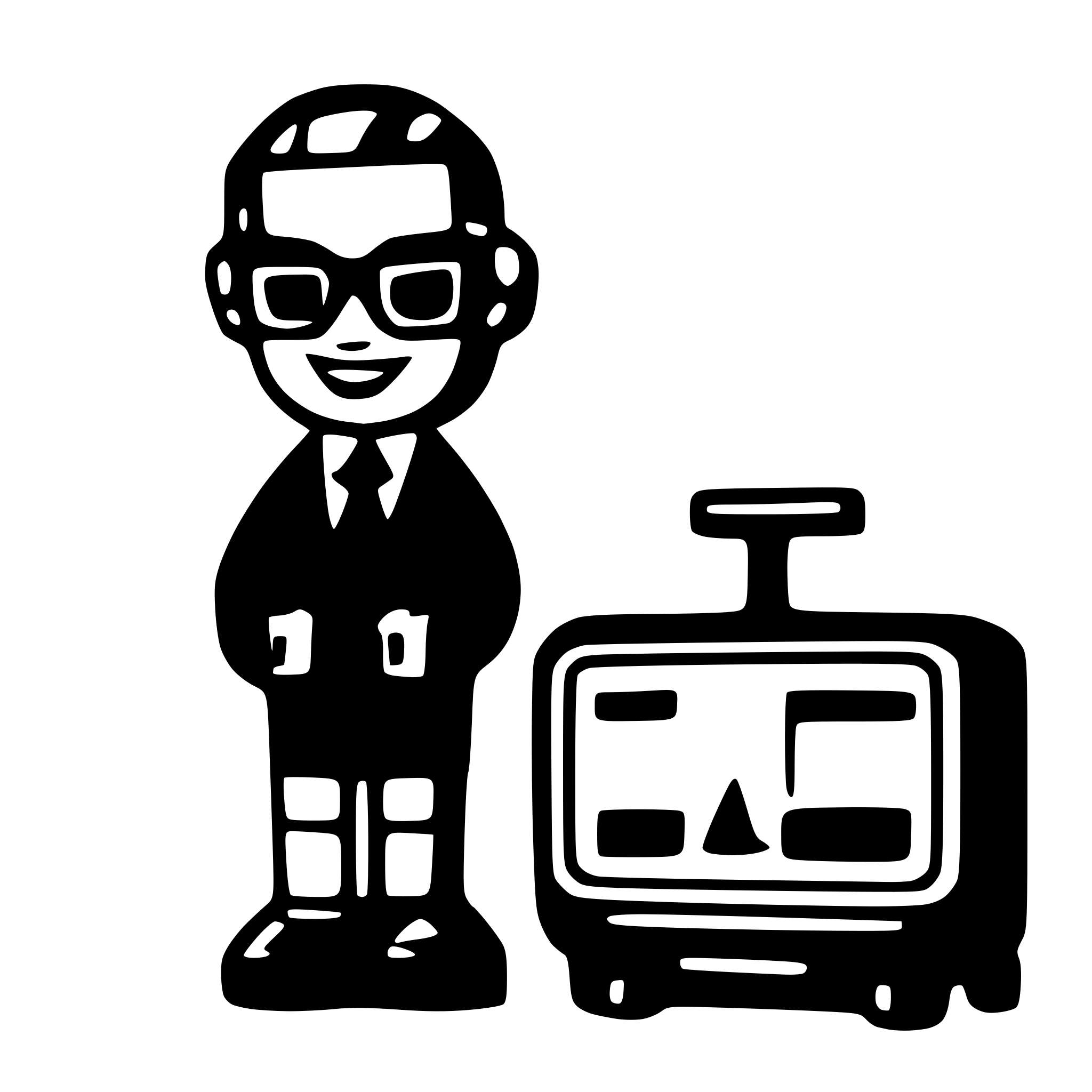 AI-generated SVG of a tv host pixel art like The price is right, only face with glasses