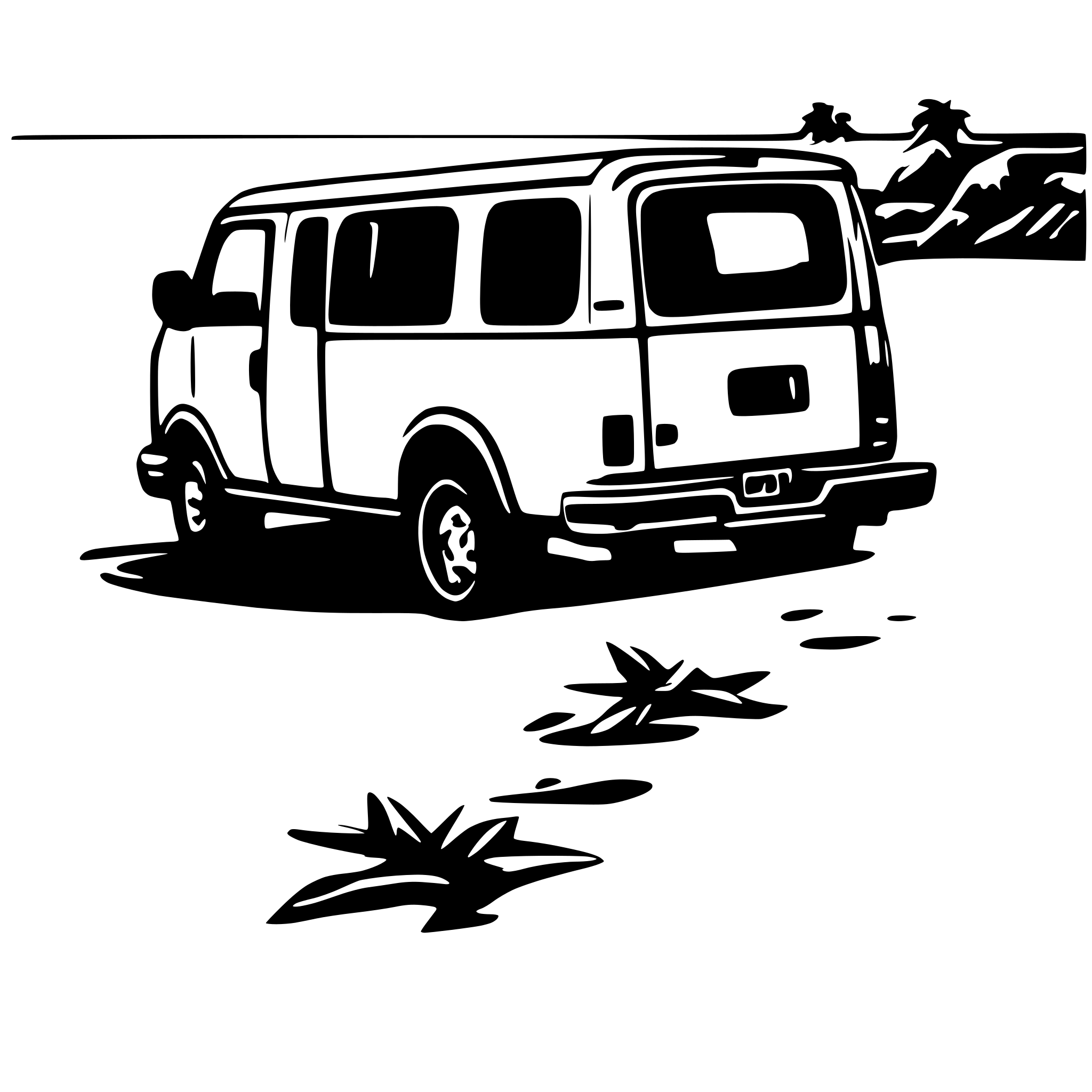 AI-generated SVG of a Chevy express van on the beach
