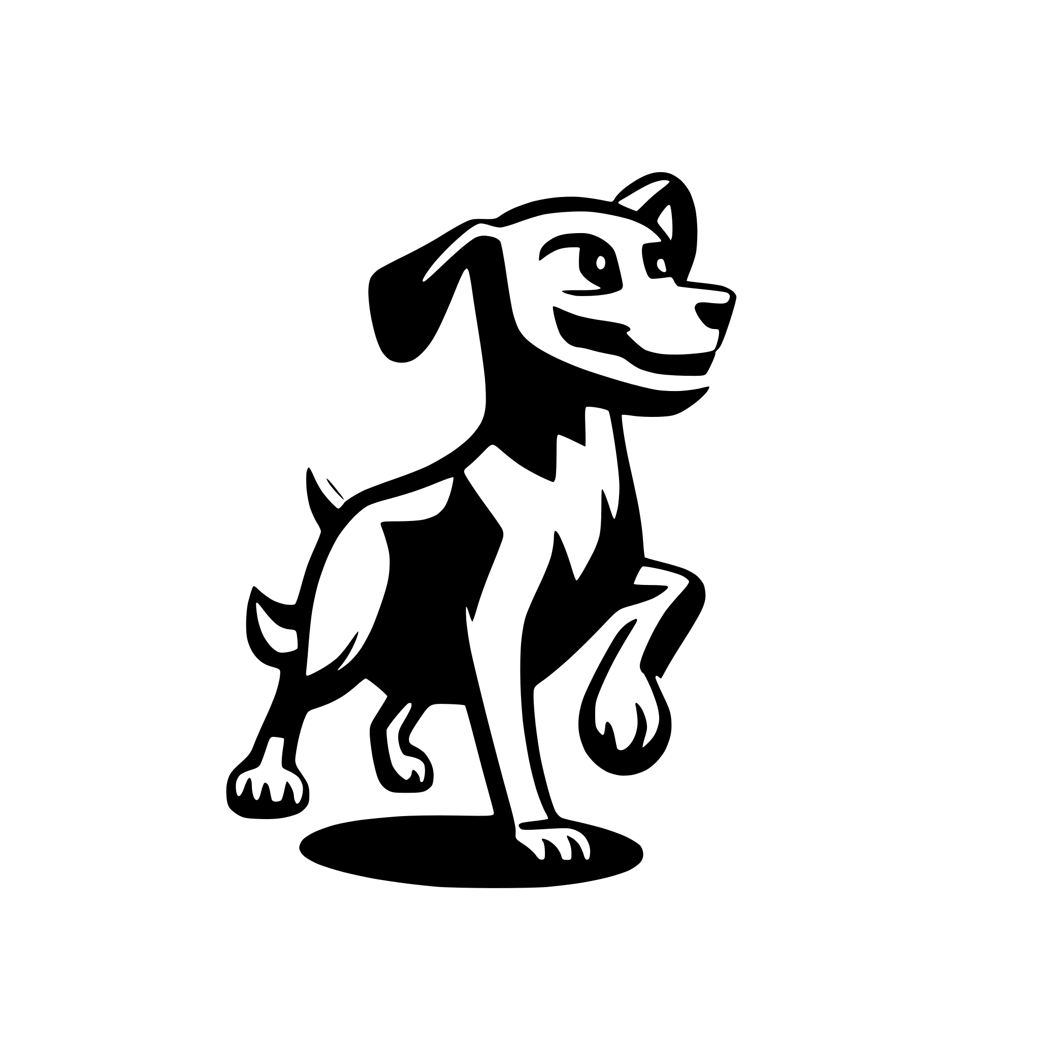 AI-generated SVG of a a minimal abstract funny playful dog logo from the side running showing whole body AI-generated SVG of a a minimal abstract funny playful dog logo from the side running showing whole body