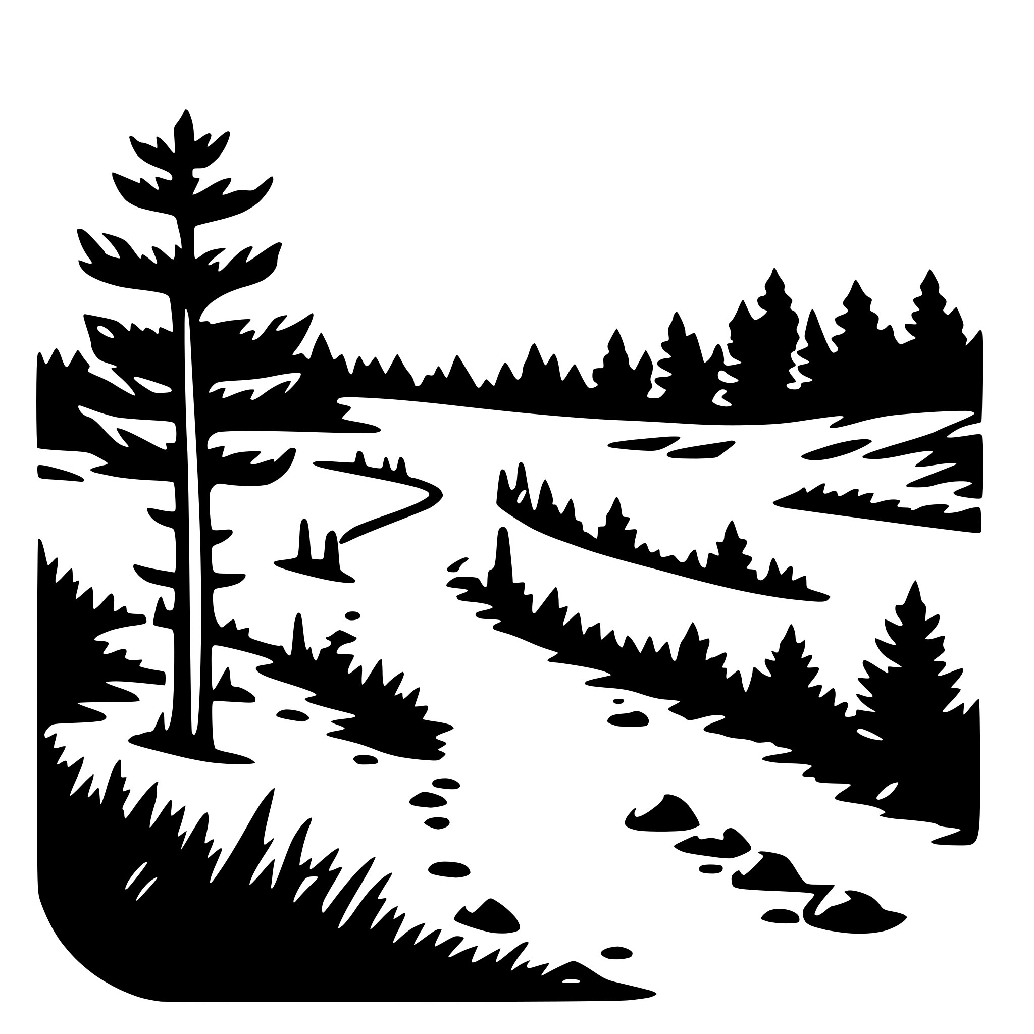 AI-generated SVG of a wilderness trek