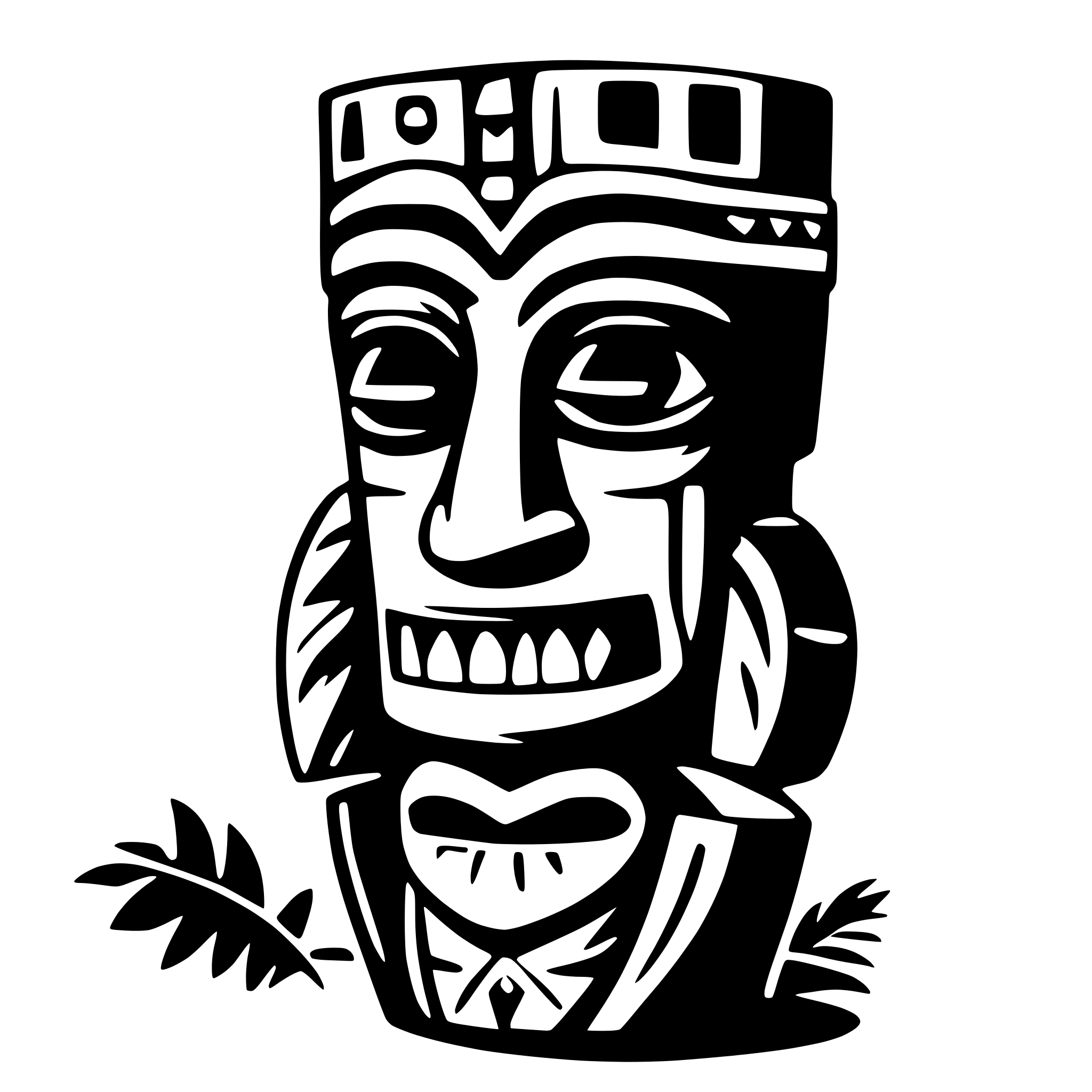 AI-generated SVG of 'hawaiian tiki totem girly'