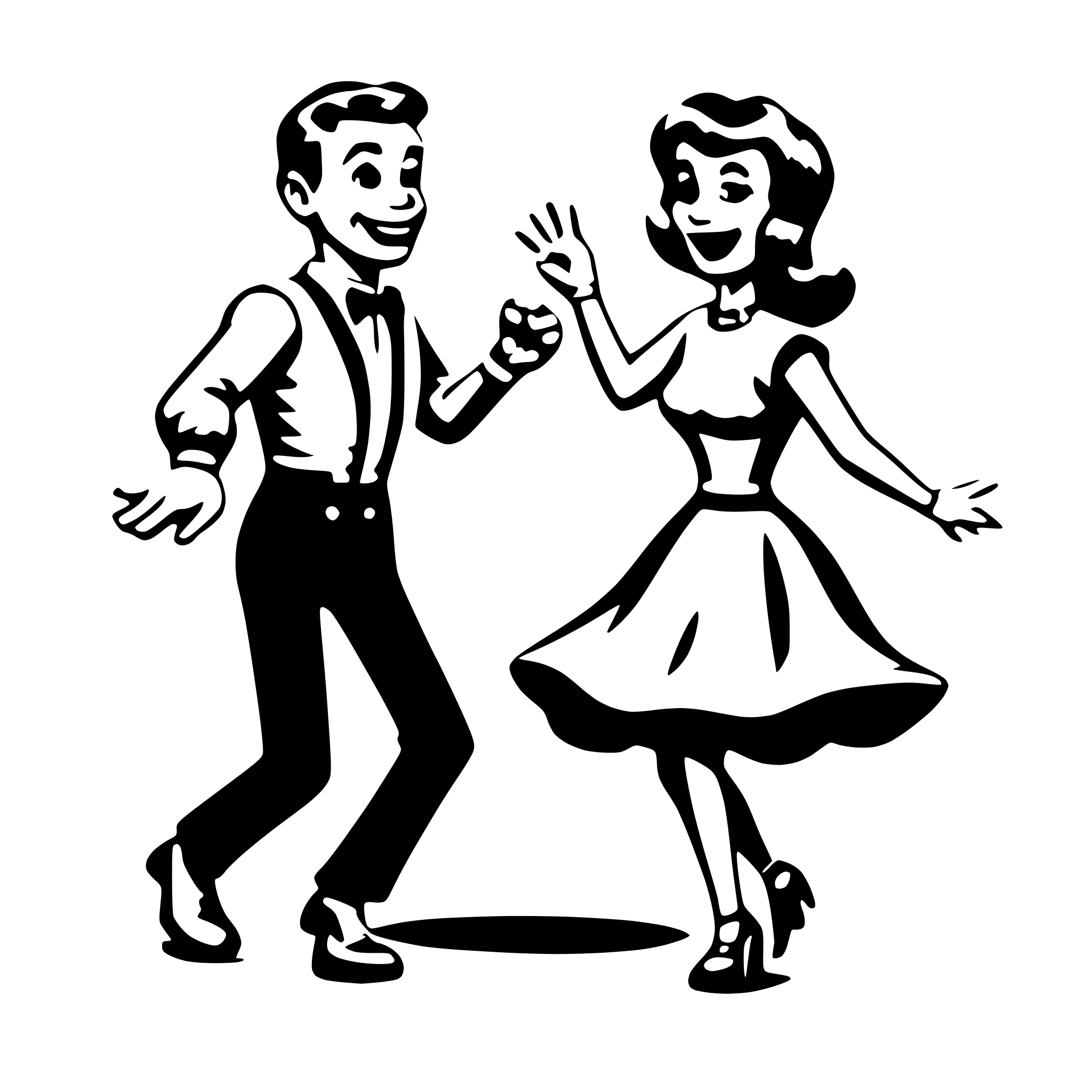 AI-generated SVG of 'Dancing Thumbs retro 50s cartoon'
