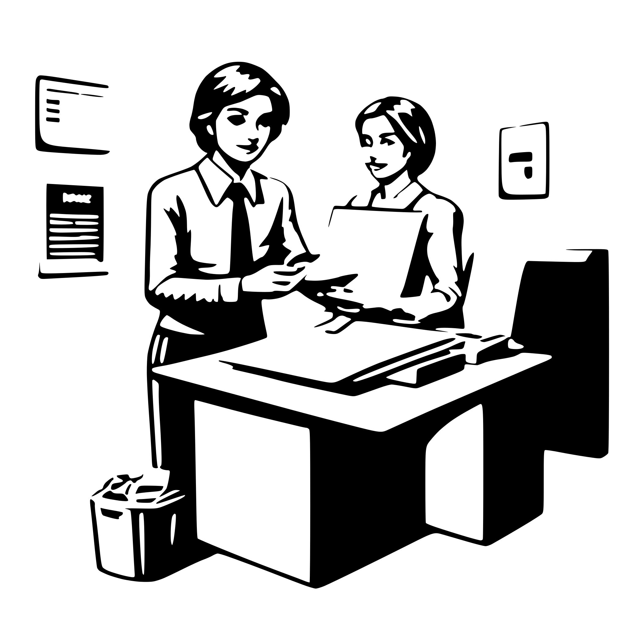 AI-generated SVG of 'office worker processing document'