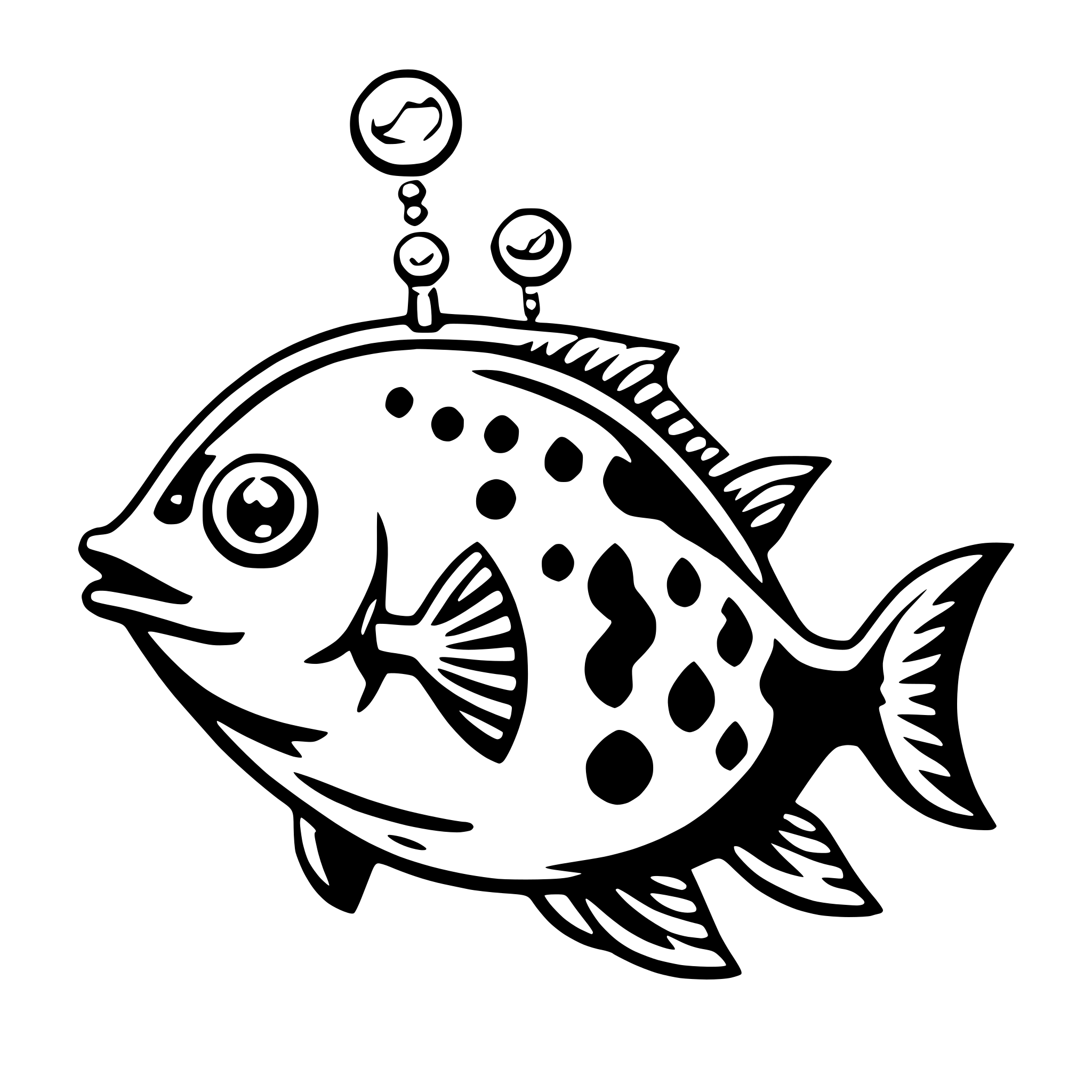 AI-generated SVG of a fish blowing bubbles