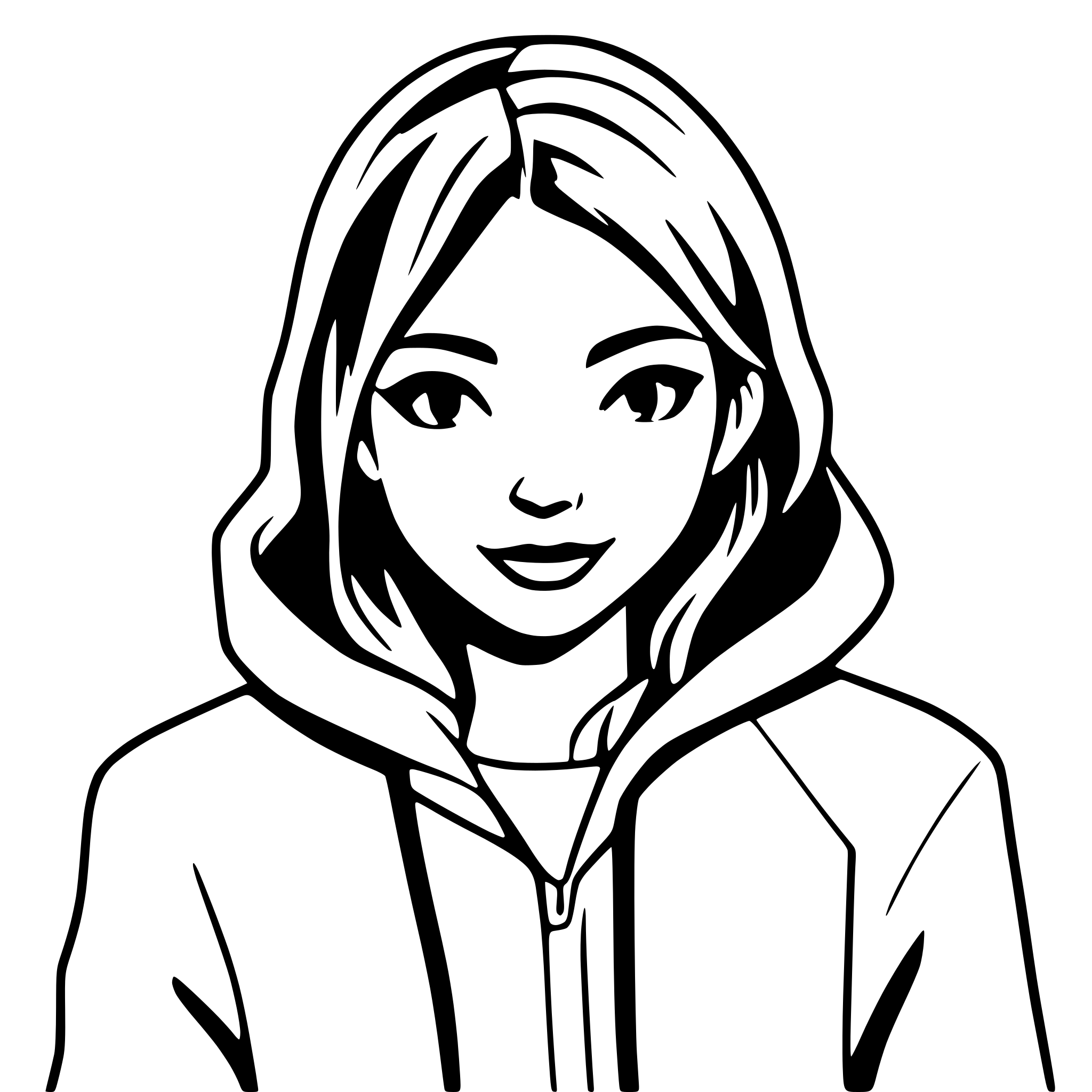 AI-generated SVG of a young woman, wearing hoodie, dark hair, thin lips, face only AI-generated SVG of a young woman, wearing hoodie, dark hair, thin lips, face only