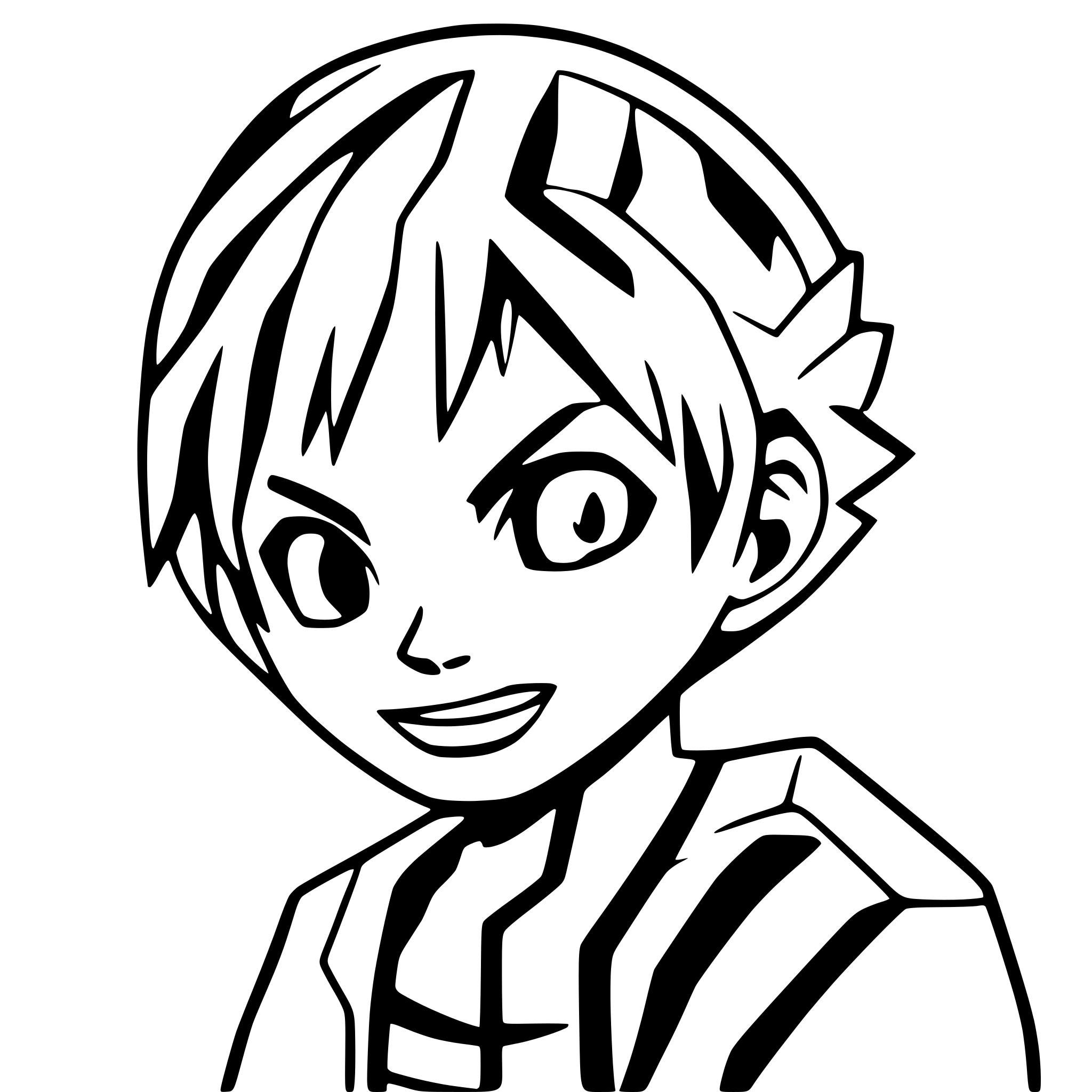 AI-generated SVG of a monkey d. luffy with geometric lines and forms around the motive