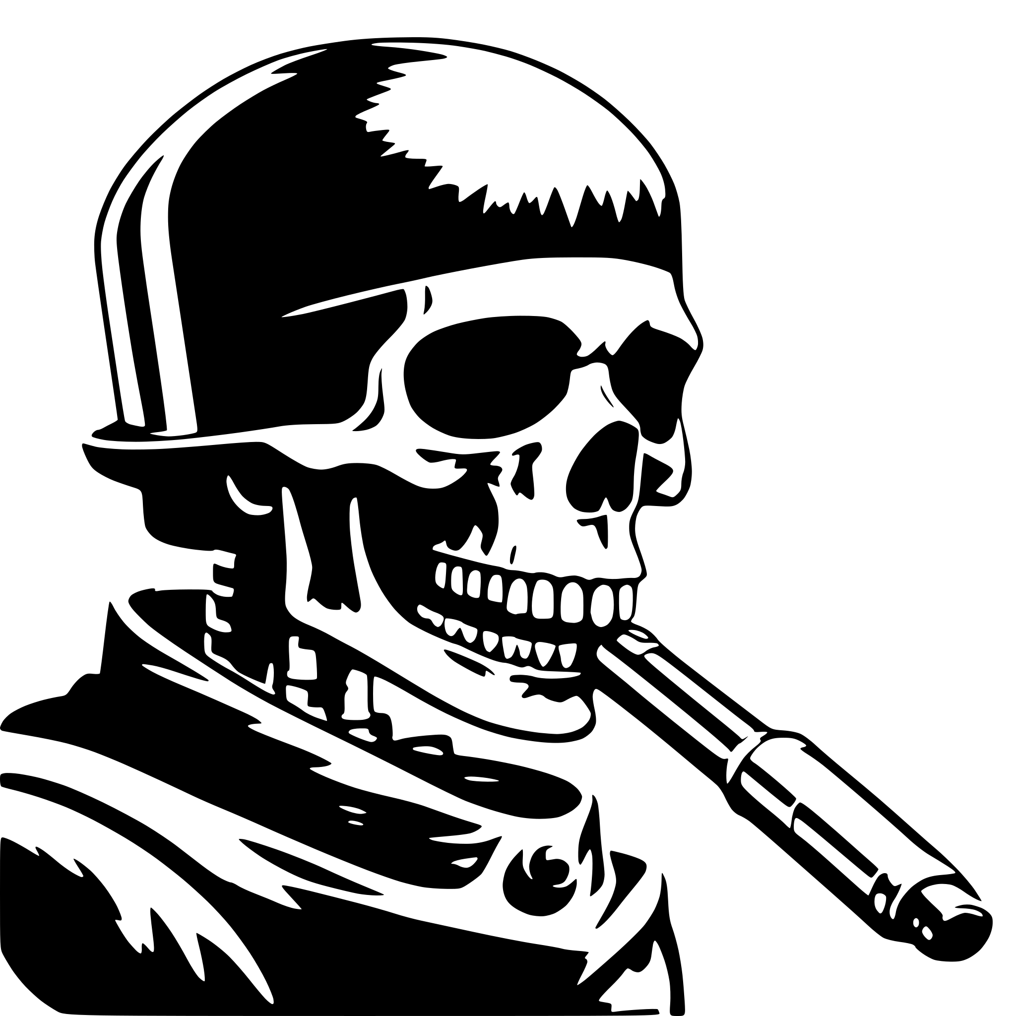 AI-generated SVG of a skull biting a welding rod